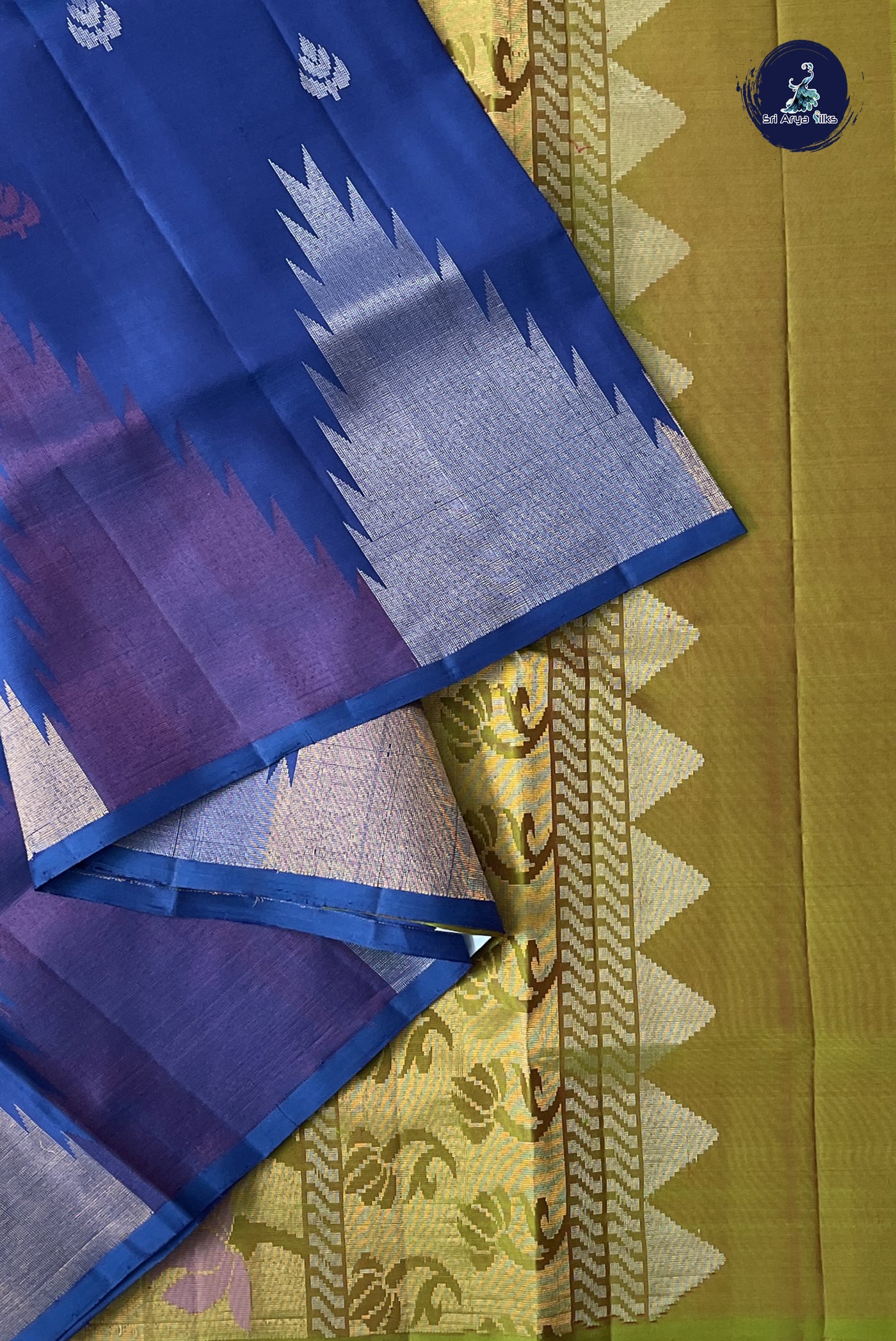 Dark Blue Soft Silk Saree With Zari Buttas Pattern