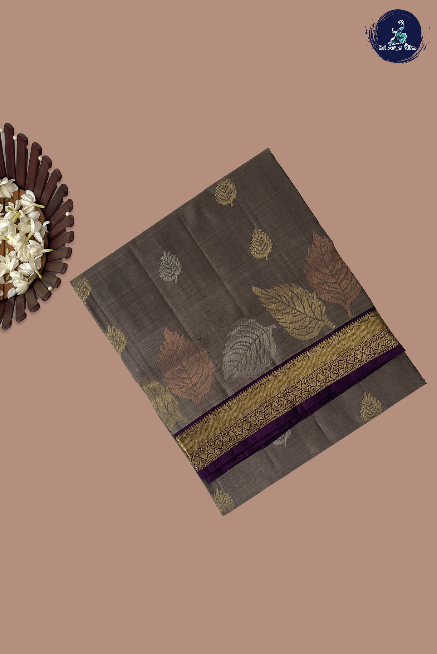 Chocolate Shade Soft Silk Saree With Zari Buttas Pattern