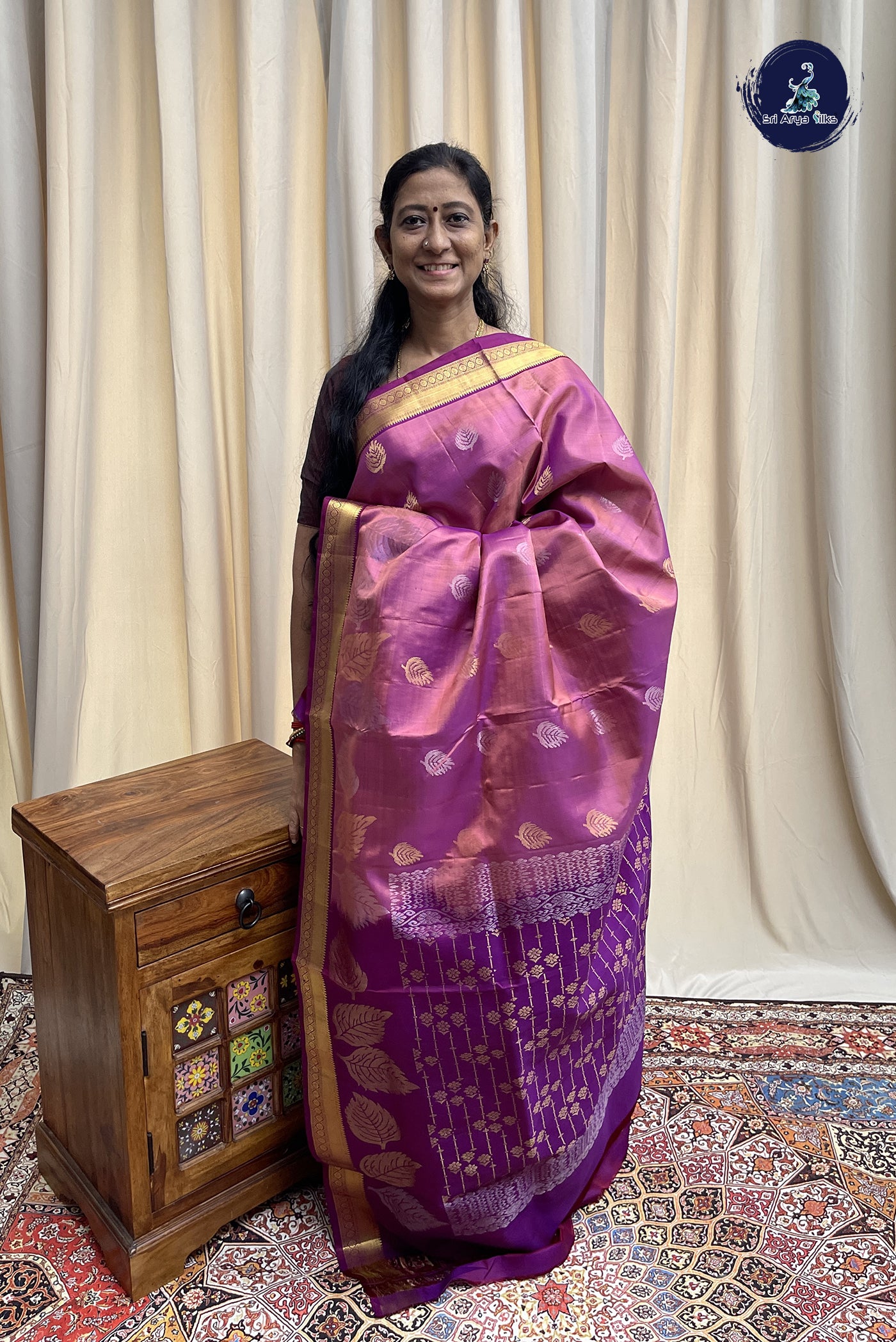 Dual Tone Pink Soft Silk Saree With Zari Buttas Pattern