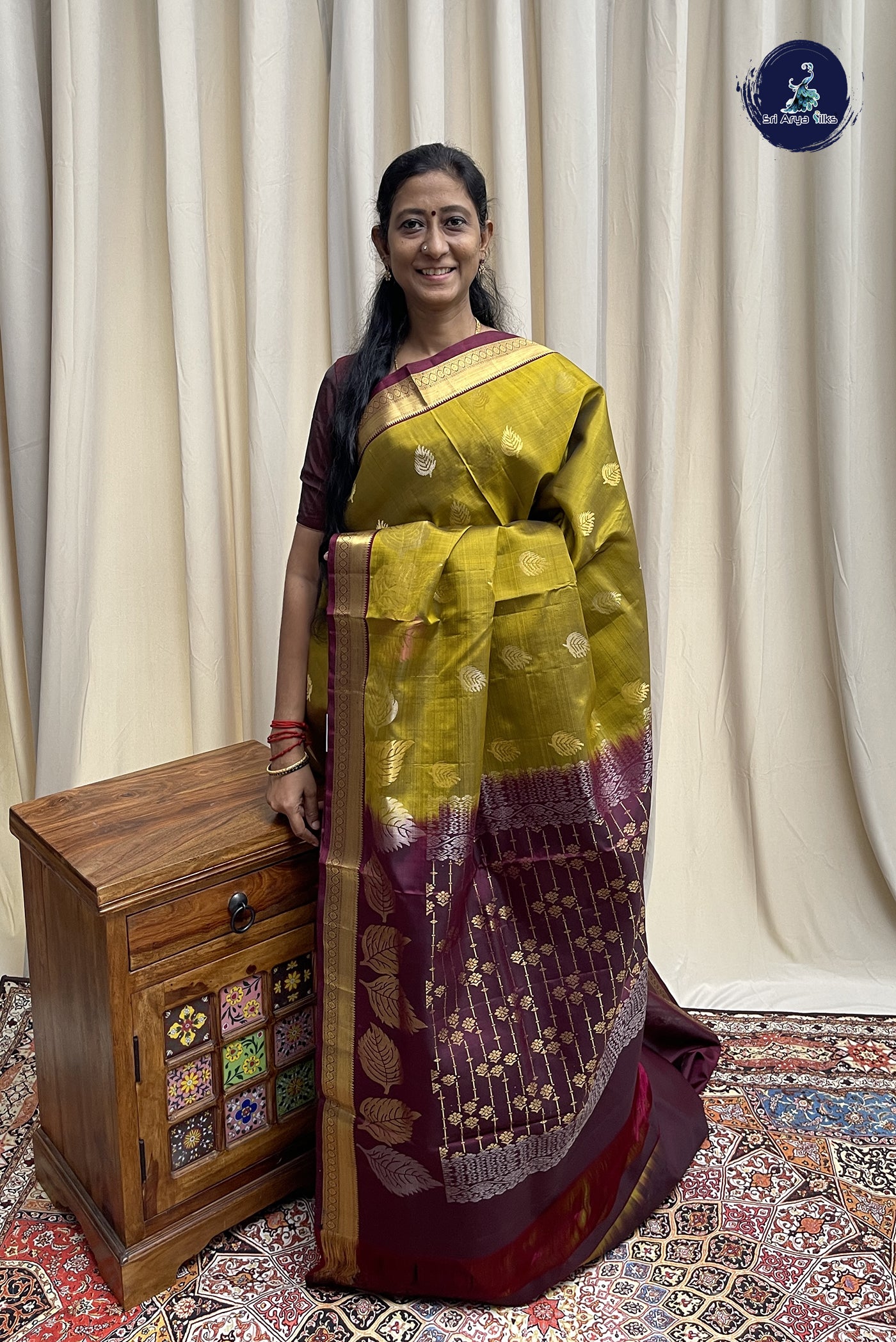 Golden Mustard Soft Silk Saree With Zari Buttas Pattern