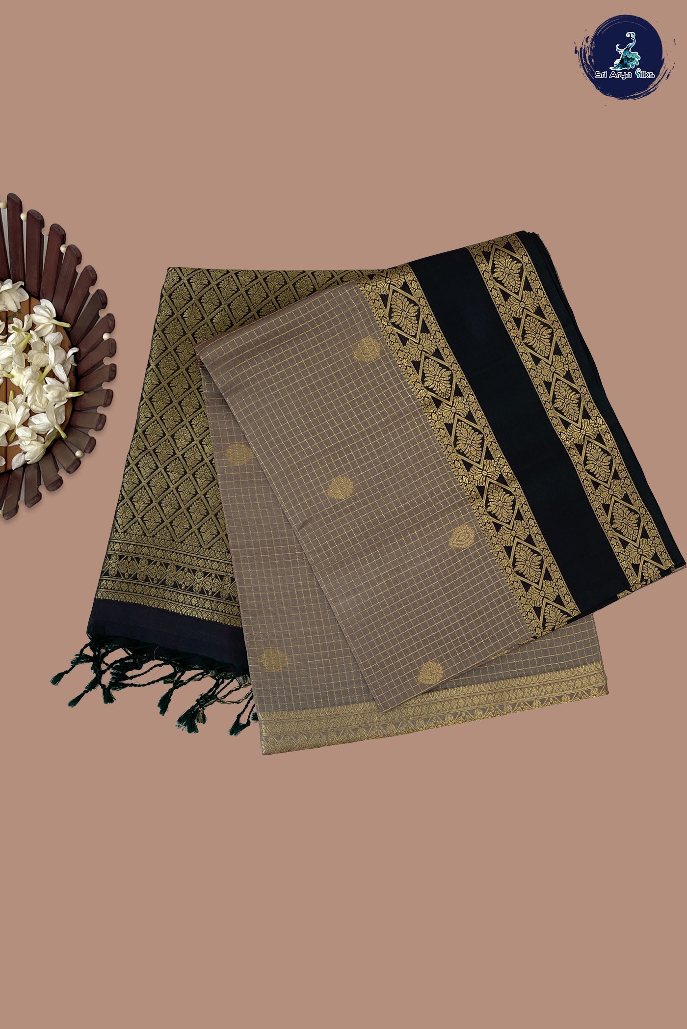 Pastel Shade Soft Silk Saree With Zari Checked Pattern
