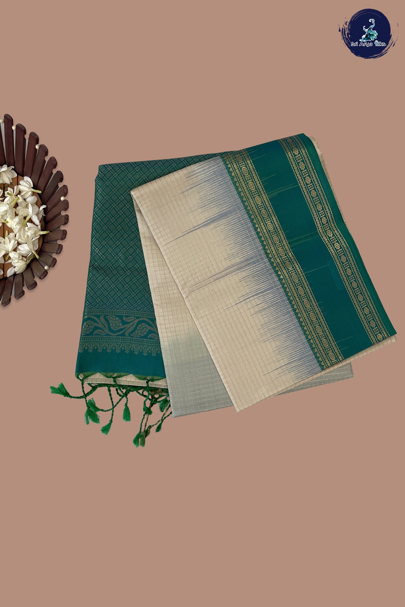 Off White Soft Silk Saree With Zari Checked Pattern
