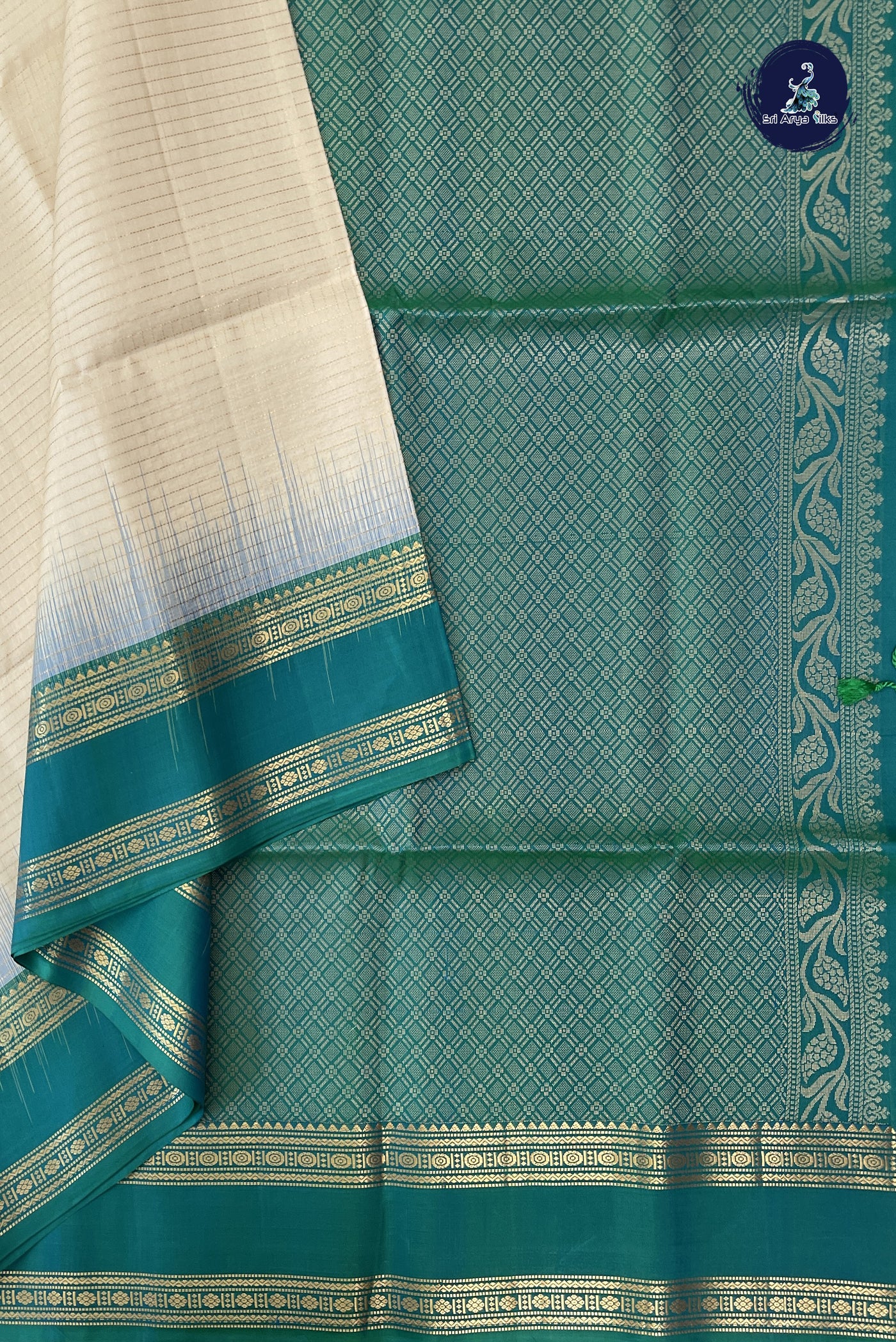 Off White Soft Silk Saree With Zari Checked Pattern