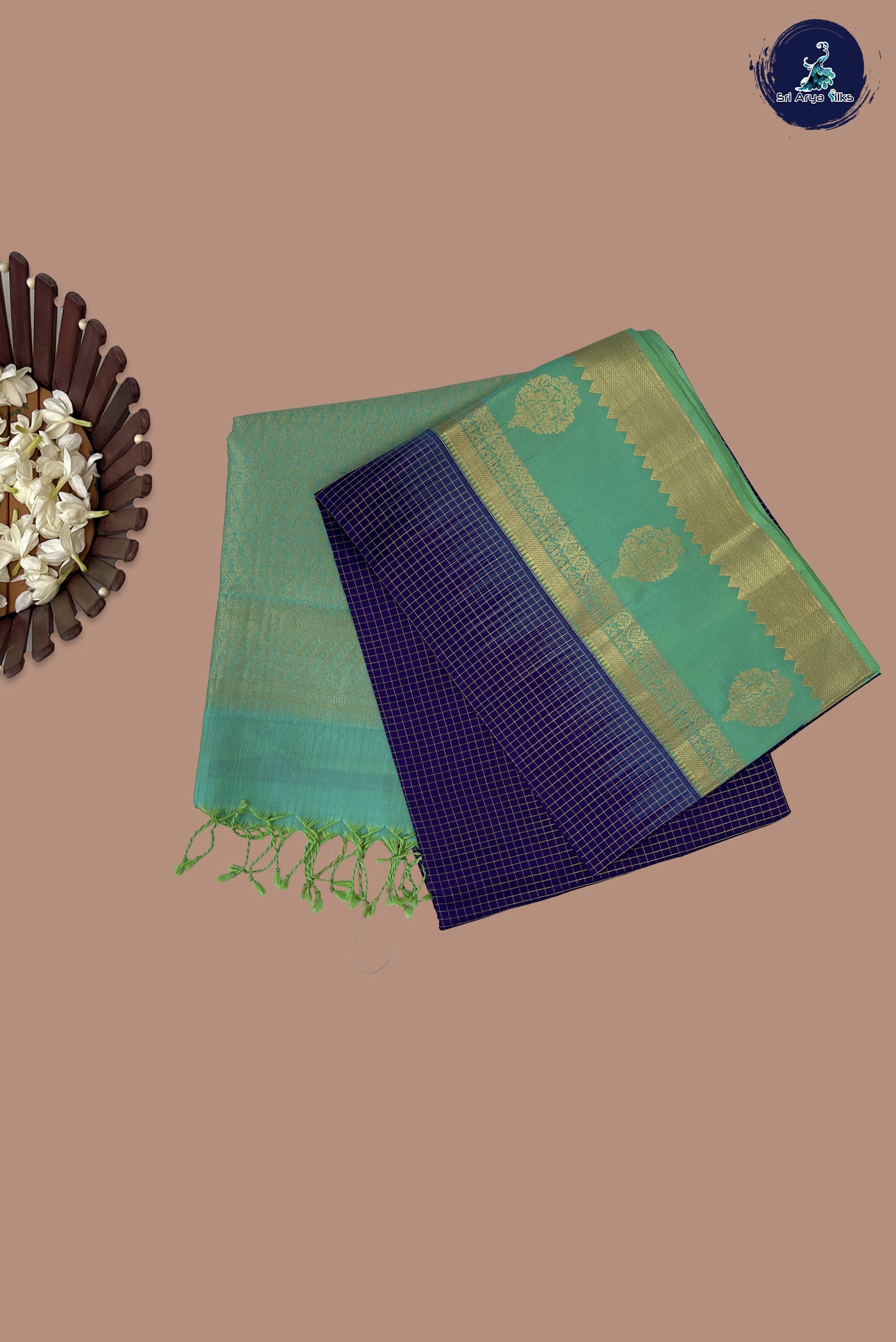 Violet Soft Silk Saree With Zari Checked Pattern