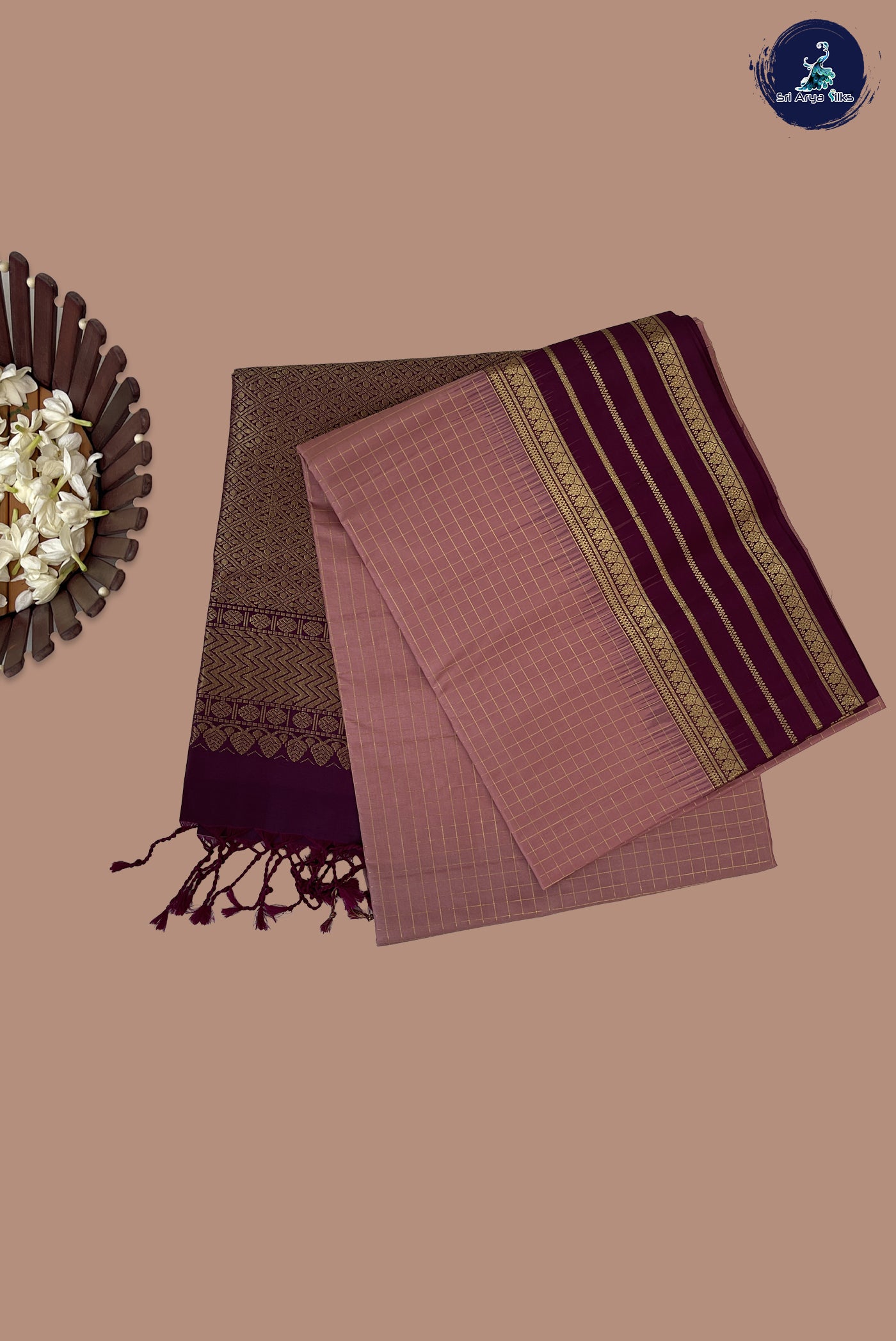 Pastel Shade Soft Silk Saree With Zari Checked Pattern