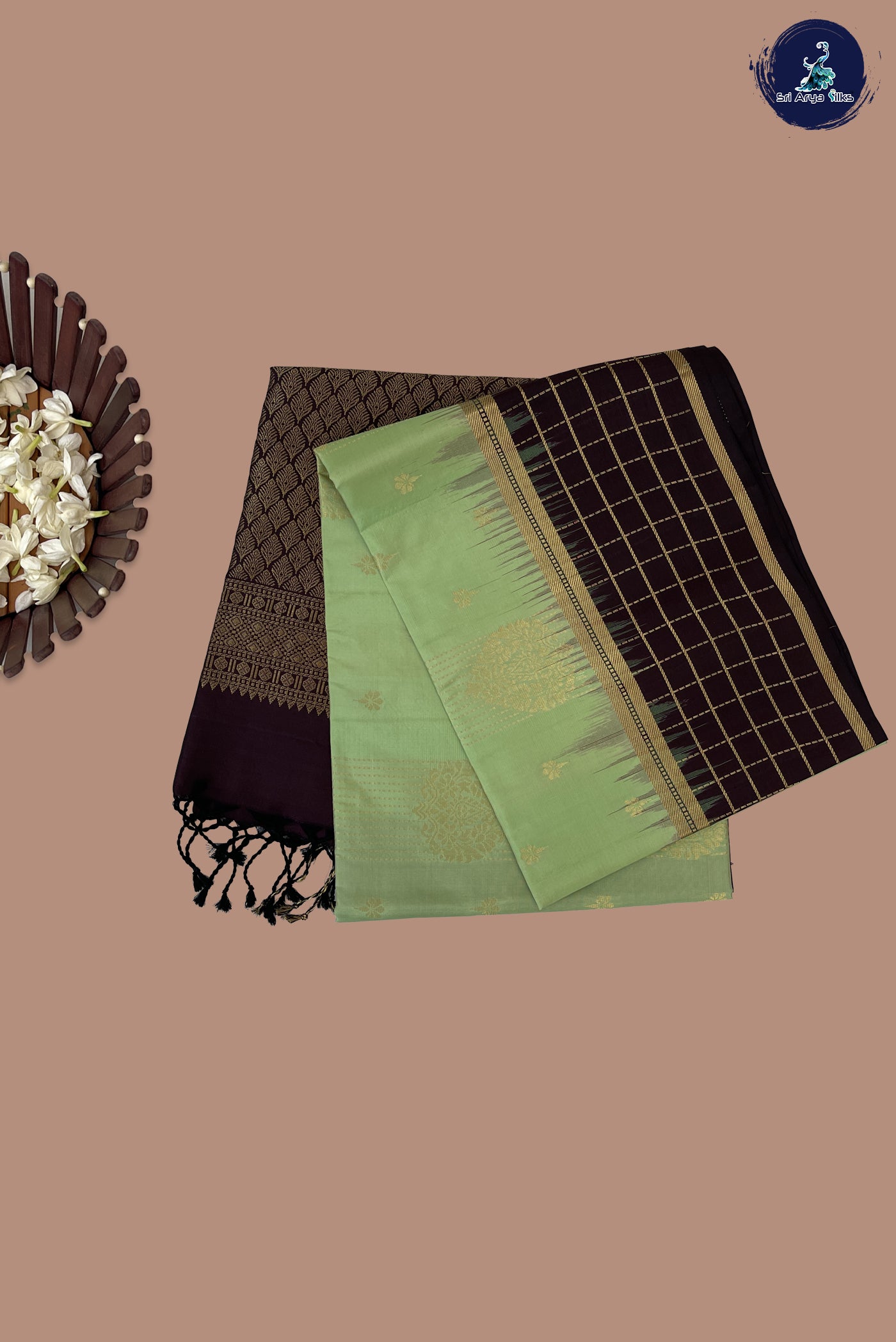 Pista Green Soft Silk Saree With Zari Buttas Pattern