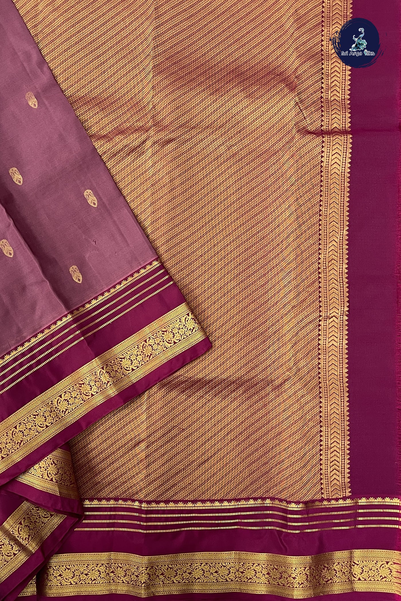 Dusty Pink Half Pure Silk Saree With Zari Buttas Pattern