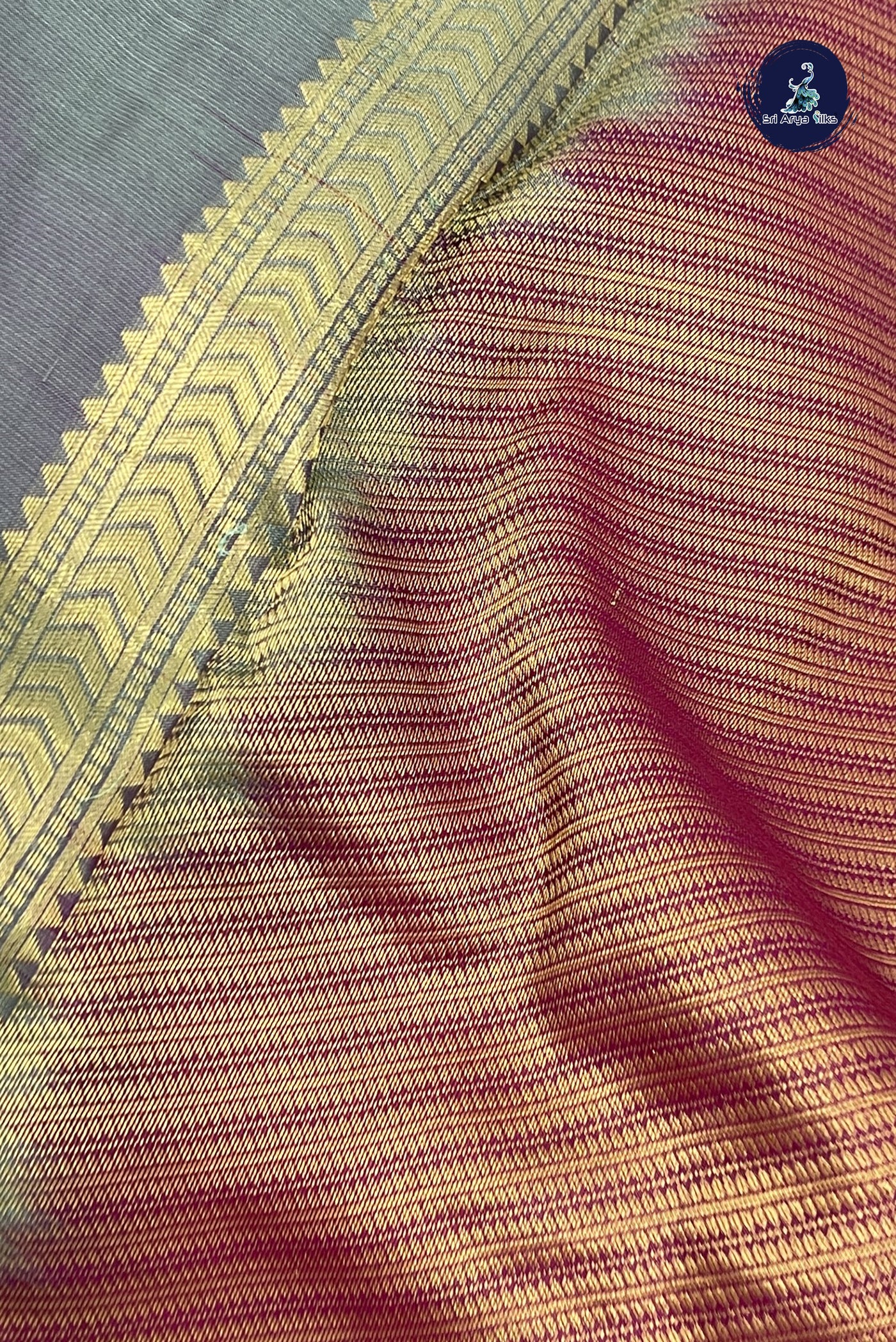 Dual Tone Grey Half Pure Silk Saree With Zari Buttas Pattern
