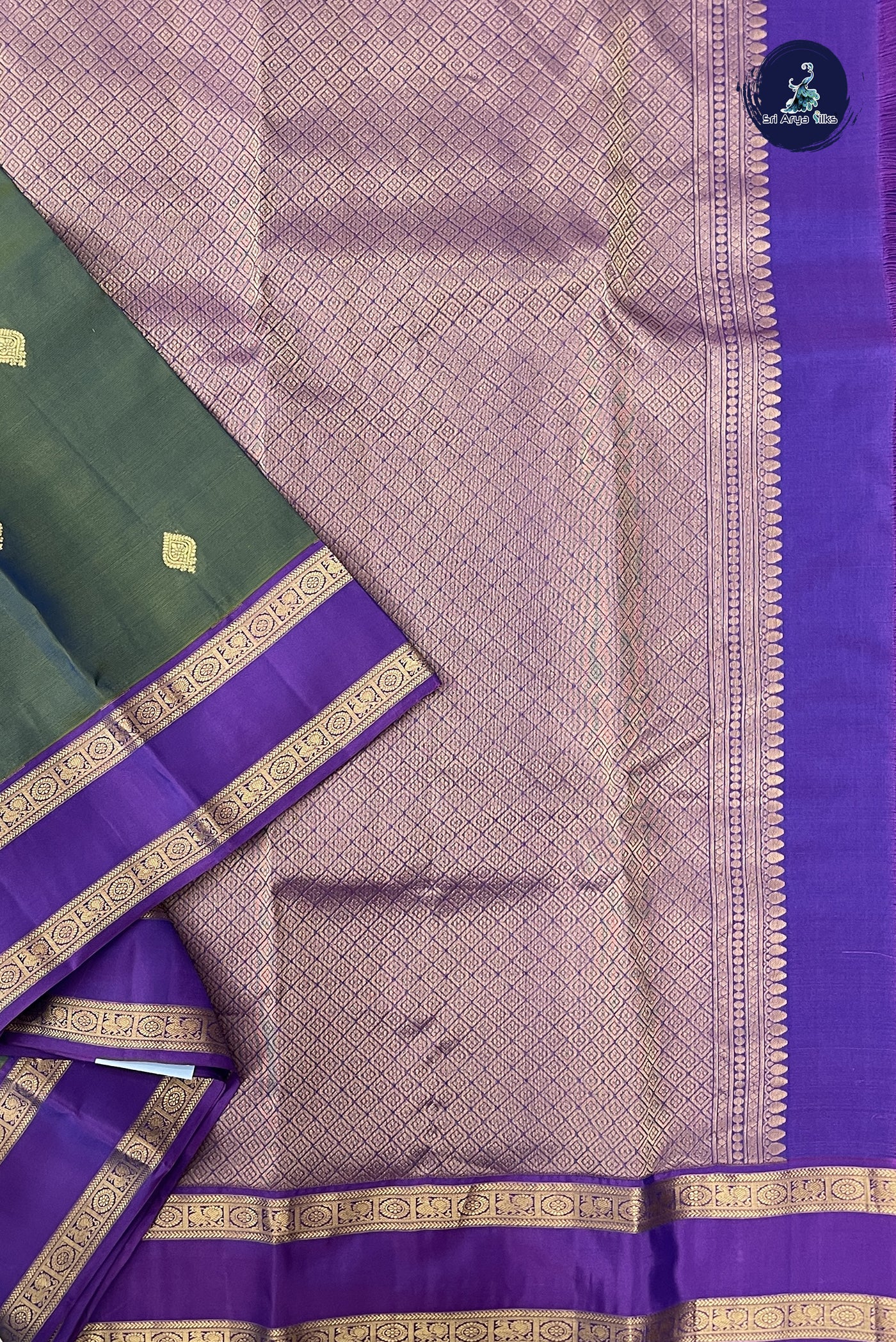 Bluish Grey Half Pure Silk Saree With Zari Buttas Pattern