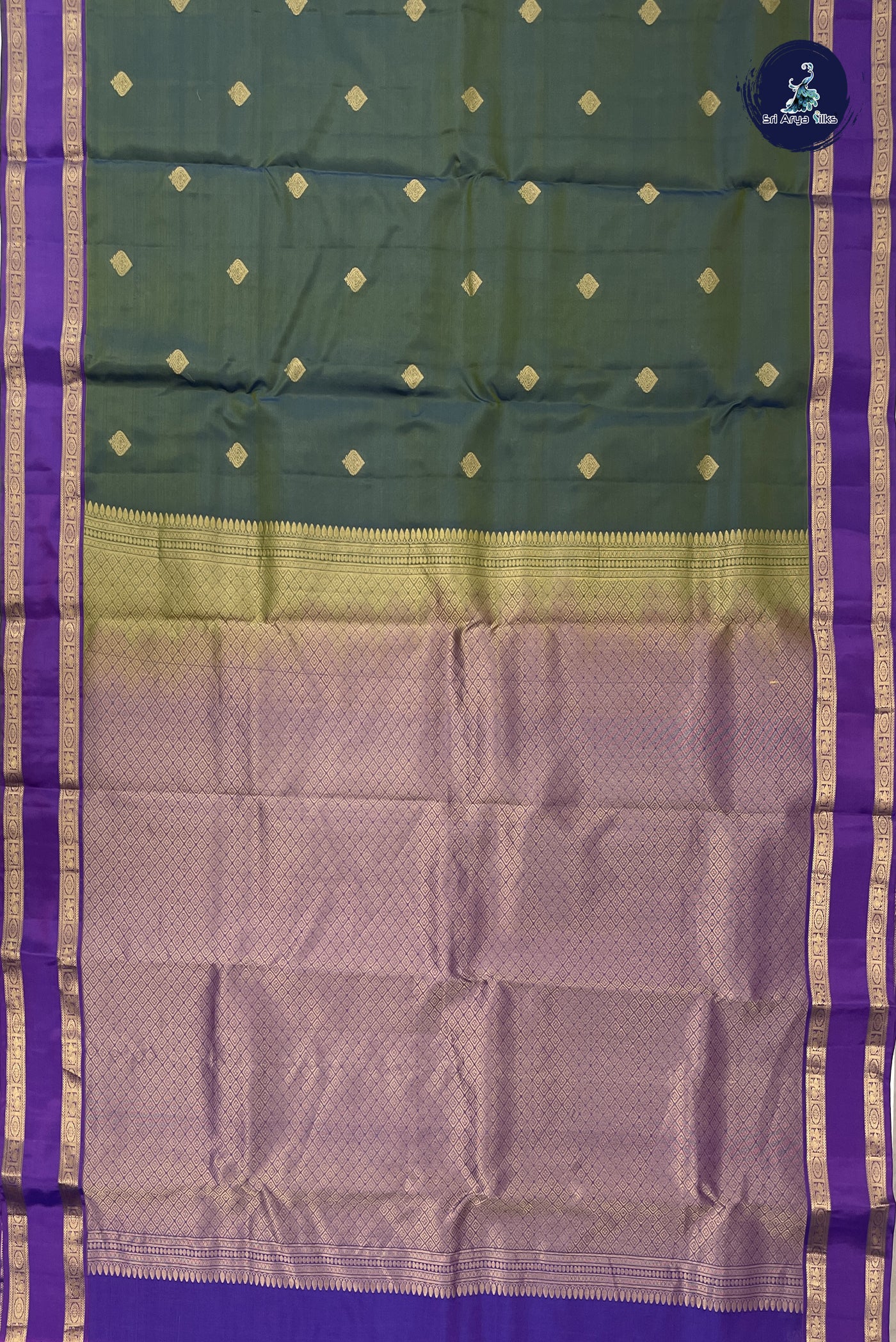 Bluish Grey Half Pure Silk Saree With Zari Buttas Pattern