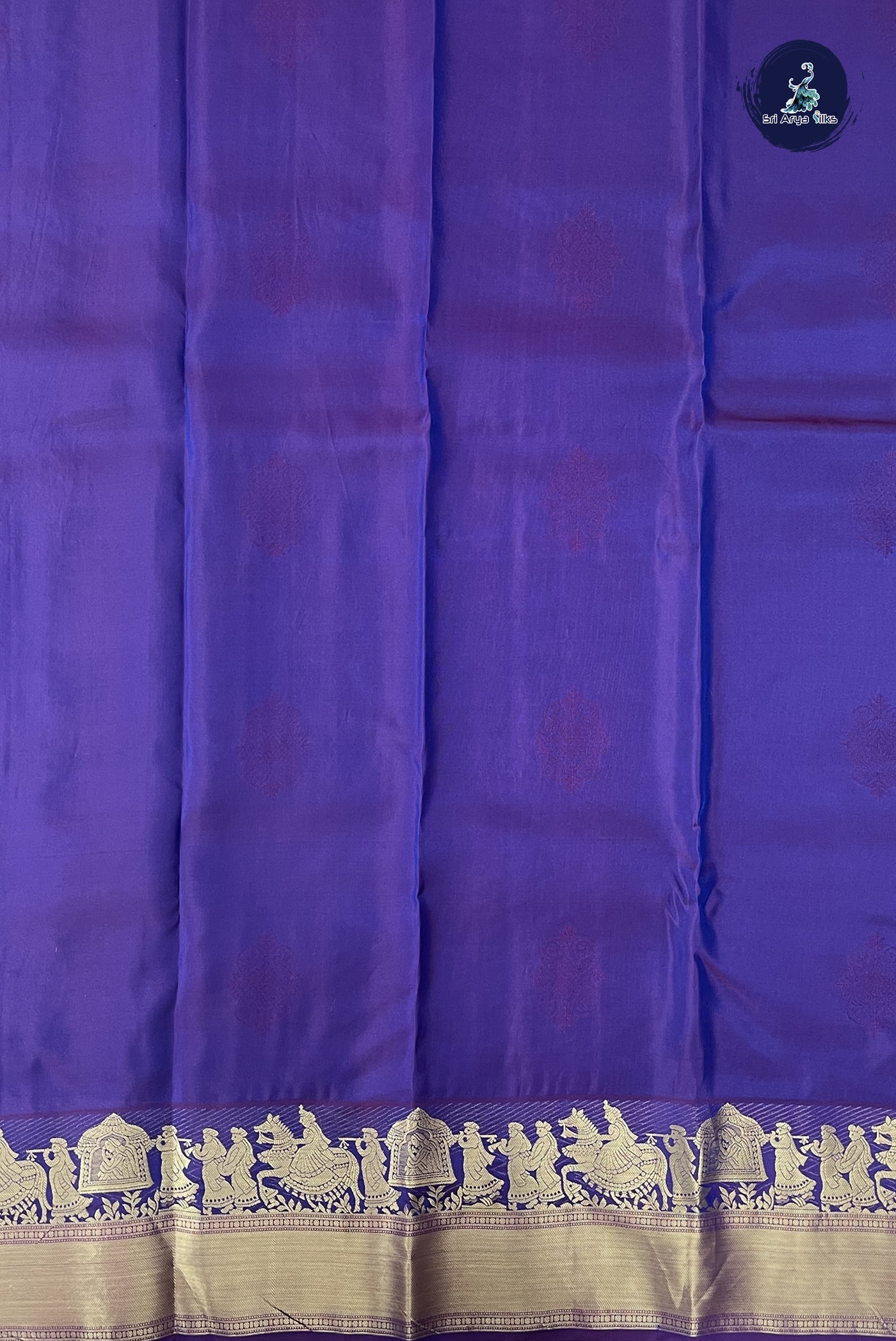 Peacock Blue Half Pure Silk Saree With Zari Buttas Pattern