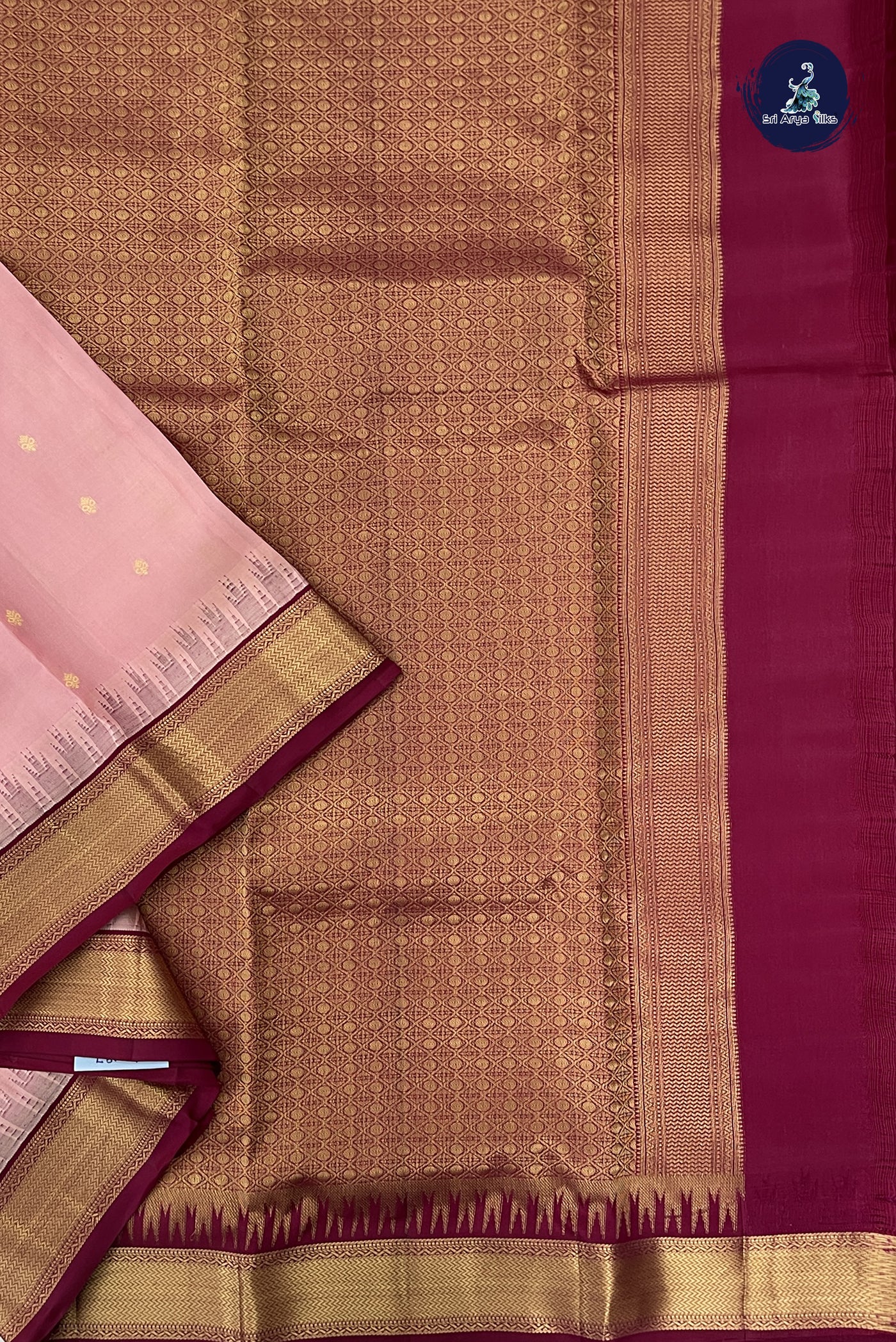 Lotus Pink Half Pure Silk Saree With Zari Buttas Pattern