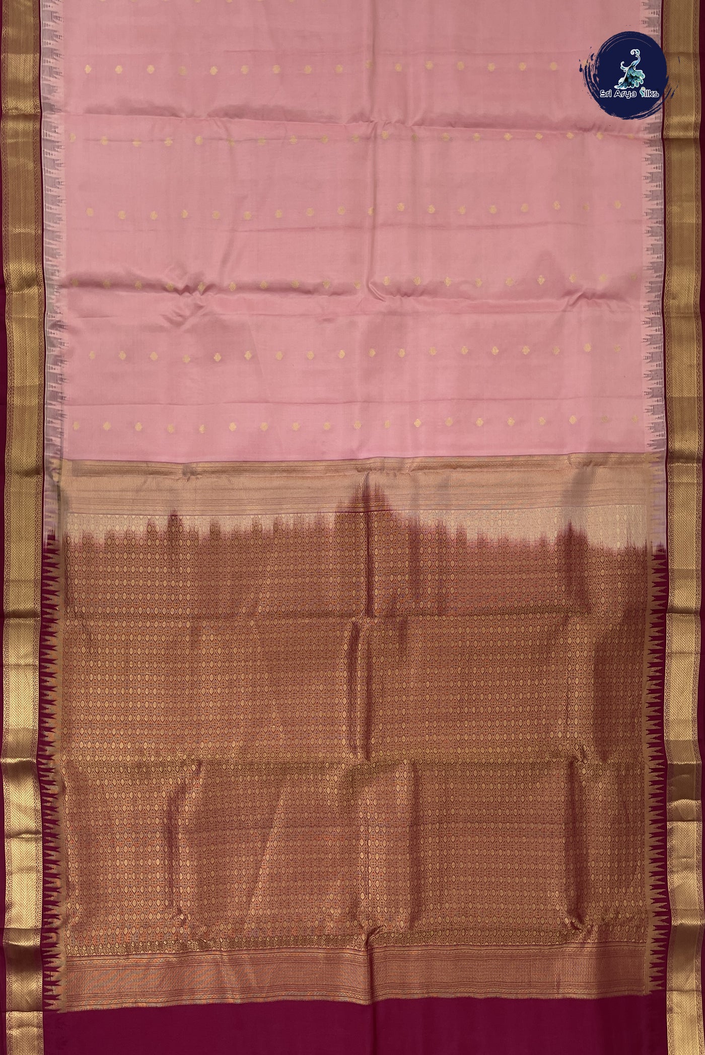 Lotus Pink Half Pure Silk Saree With Zari Buttas Pattern