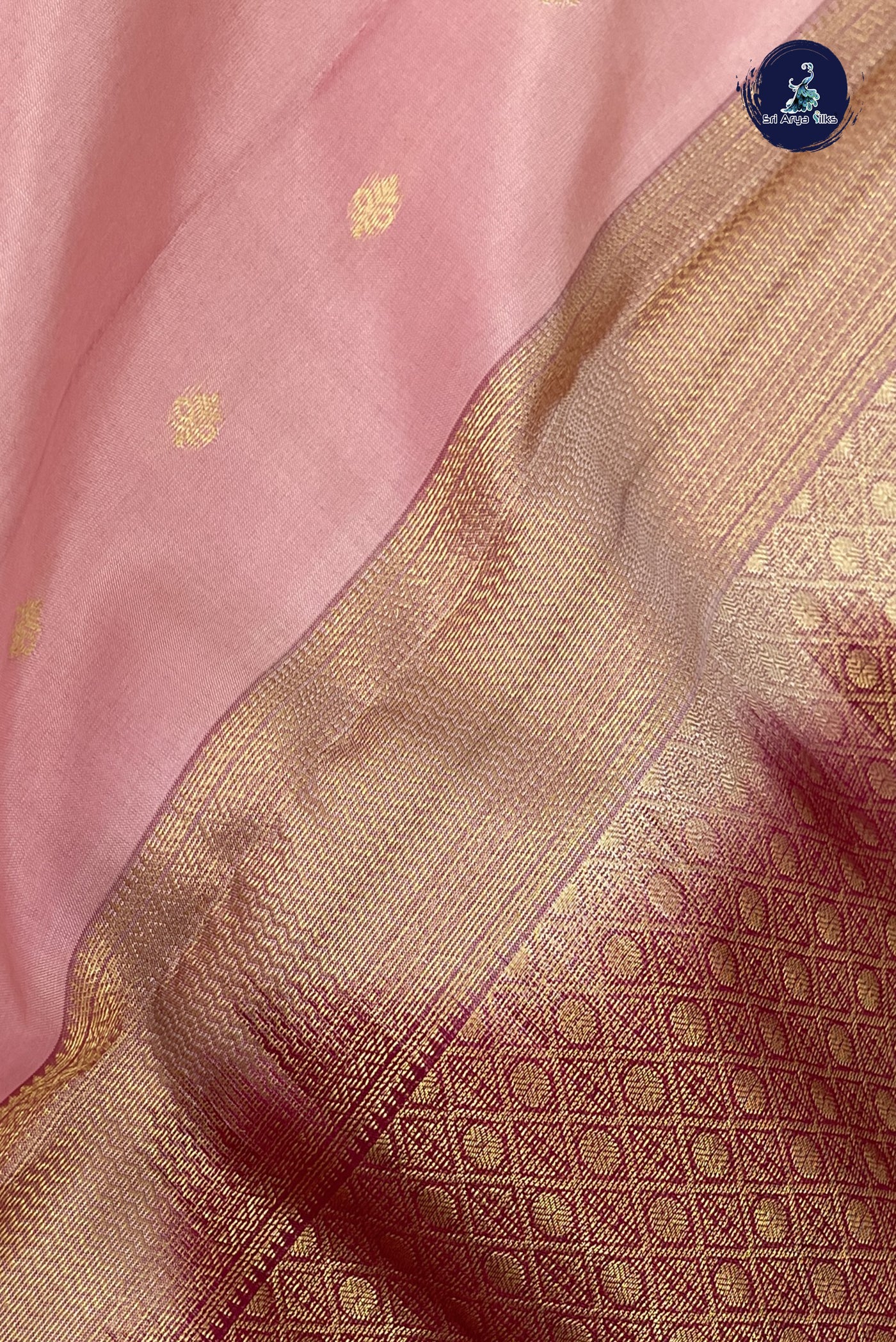 Lotus Pink Half Pure Silk Saree With Zari Buttas Pattern