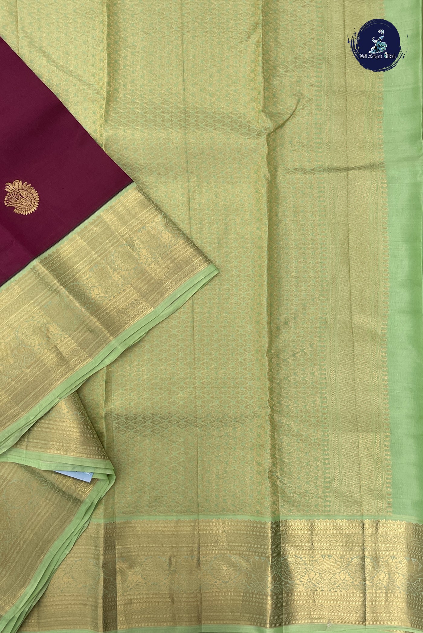 Maroon Half Pure Silk Saree With Zari Buttas Pattern