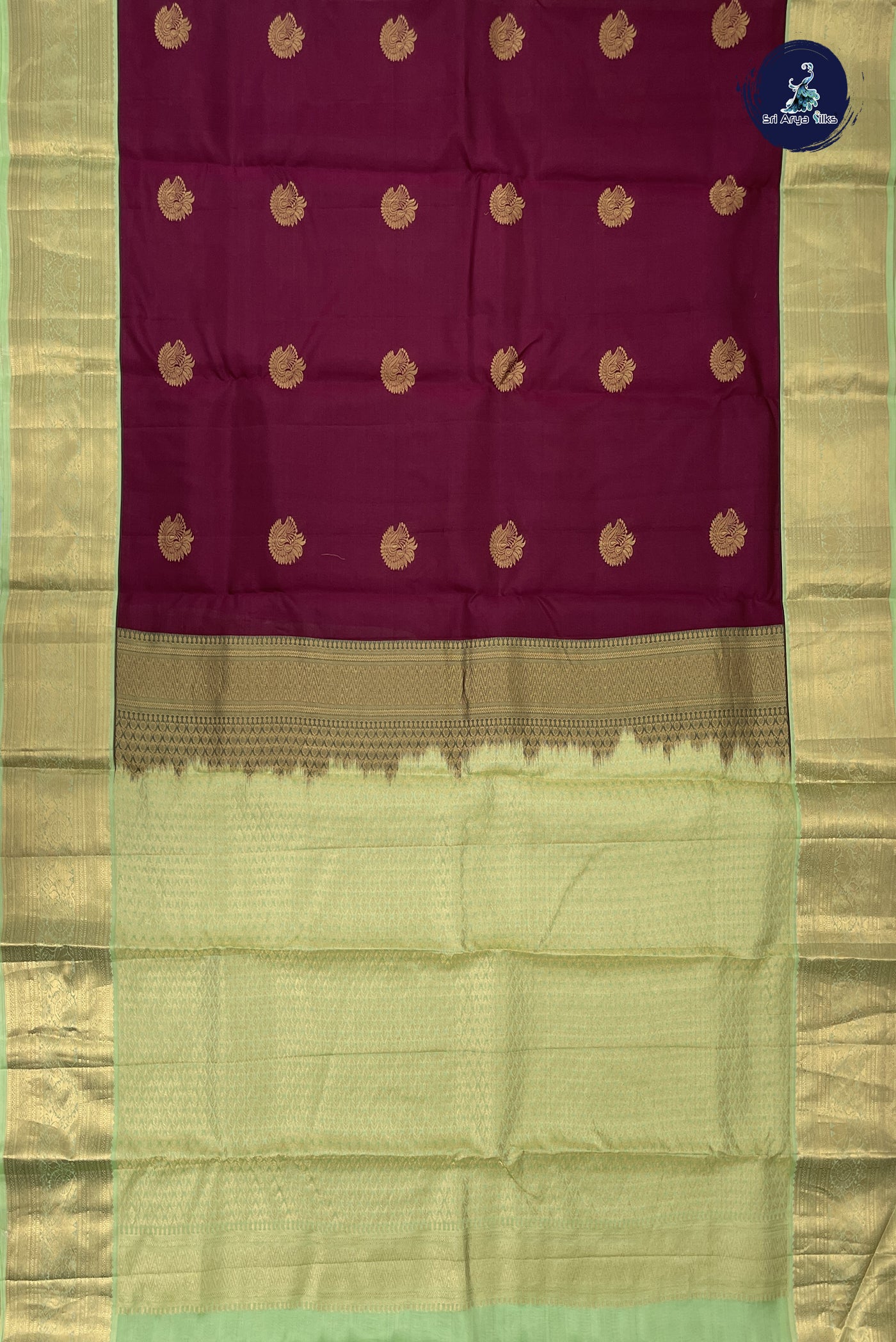 Maroon Half Pure Silk Saree With Zari Buttas Pattern