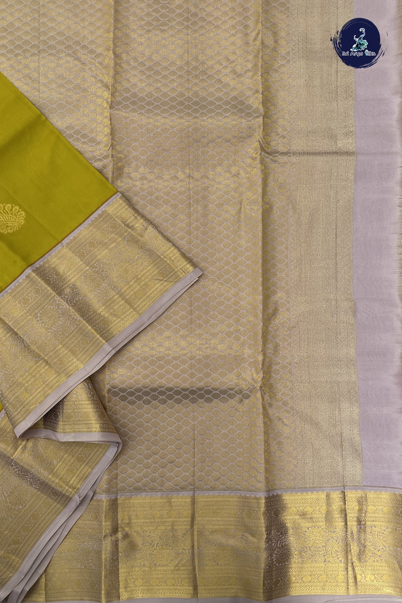 Mustard Yellow Half Pure Silk Saree With Zari Buttas Pattern