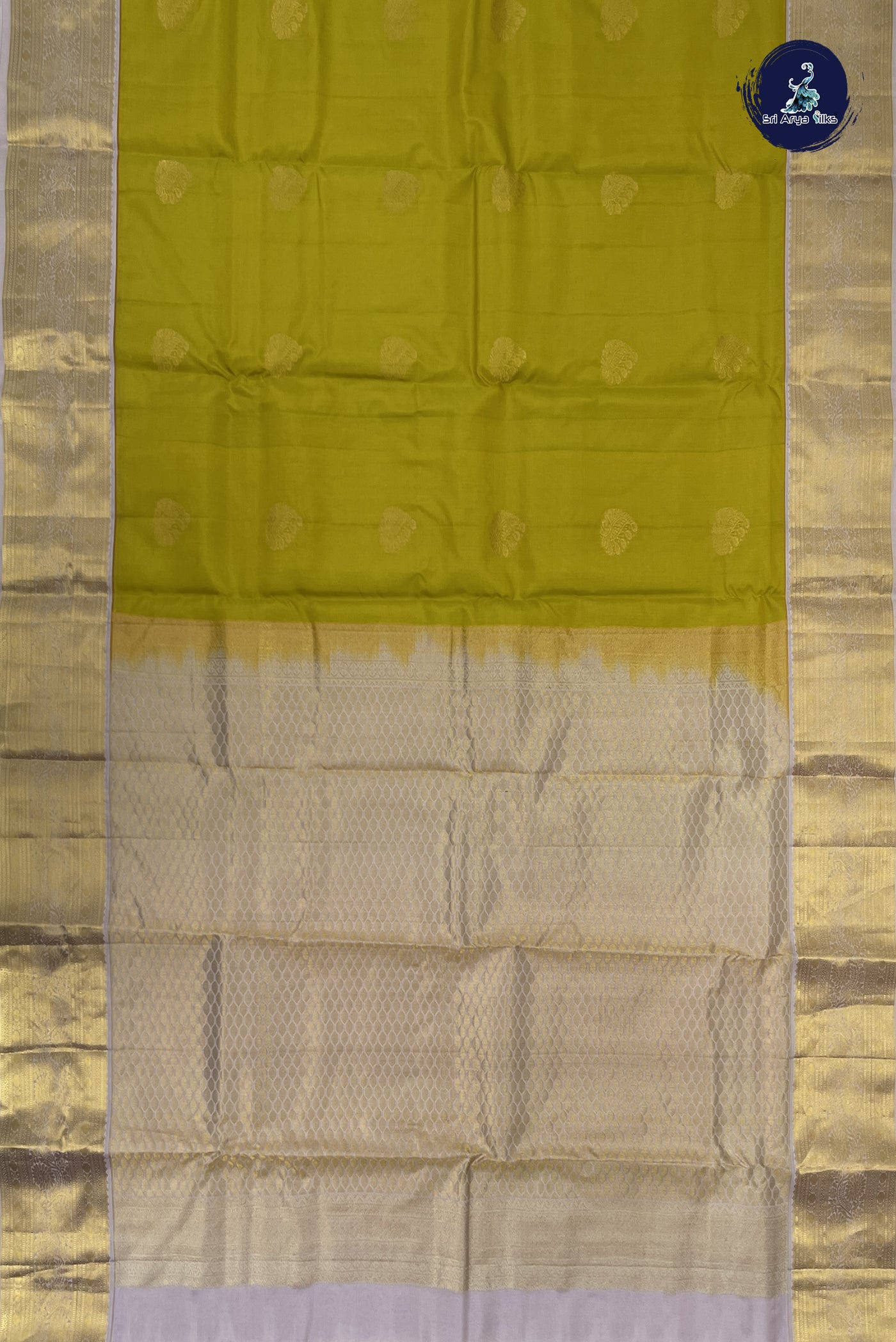 Mustard Yellow Half Pure Silk Saree With Zari Buttas Pattern