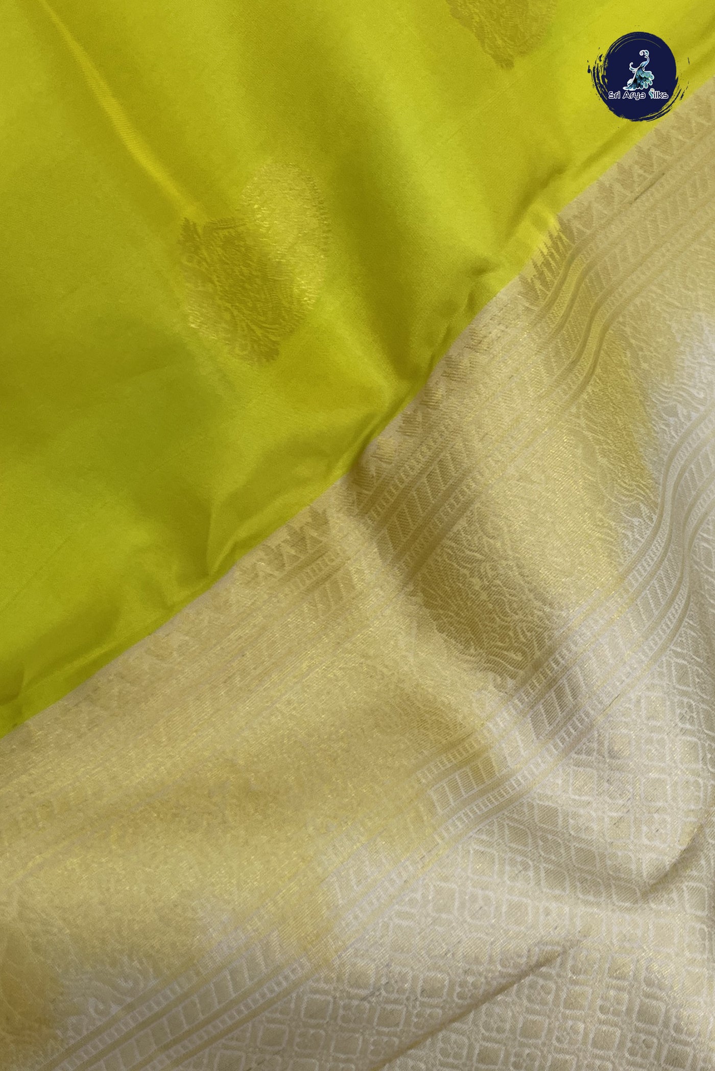 Lime Green Half Pure Silk Saree With Zari Buttas Pattern