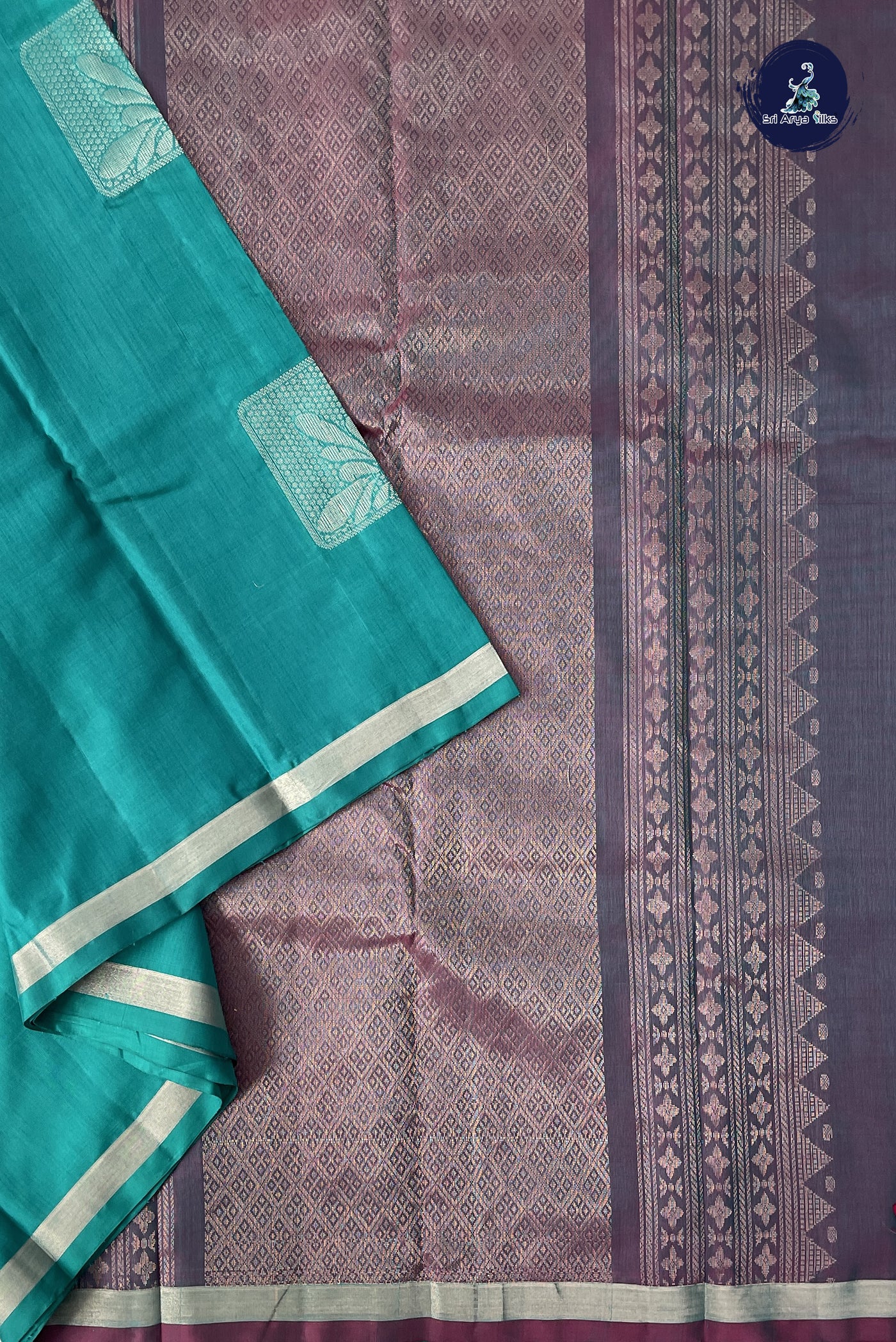 Teal Half Pure Silk Saree With Zari Buttas Pattern