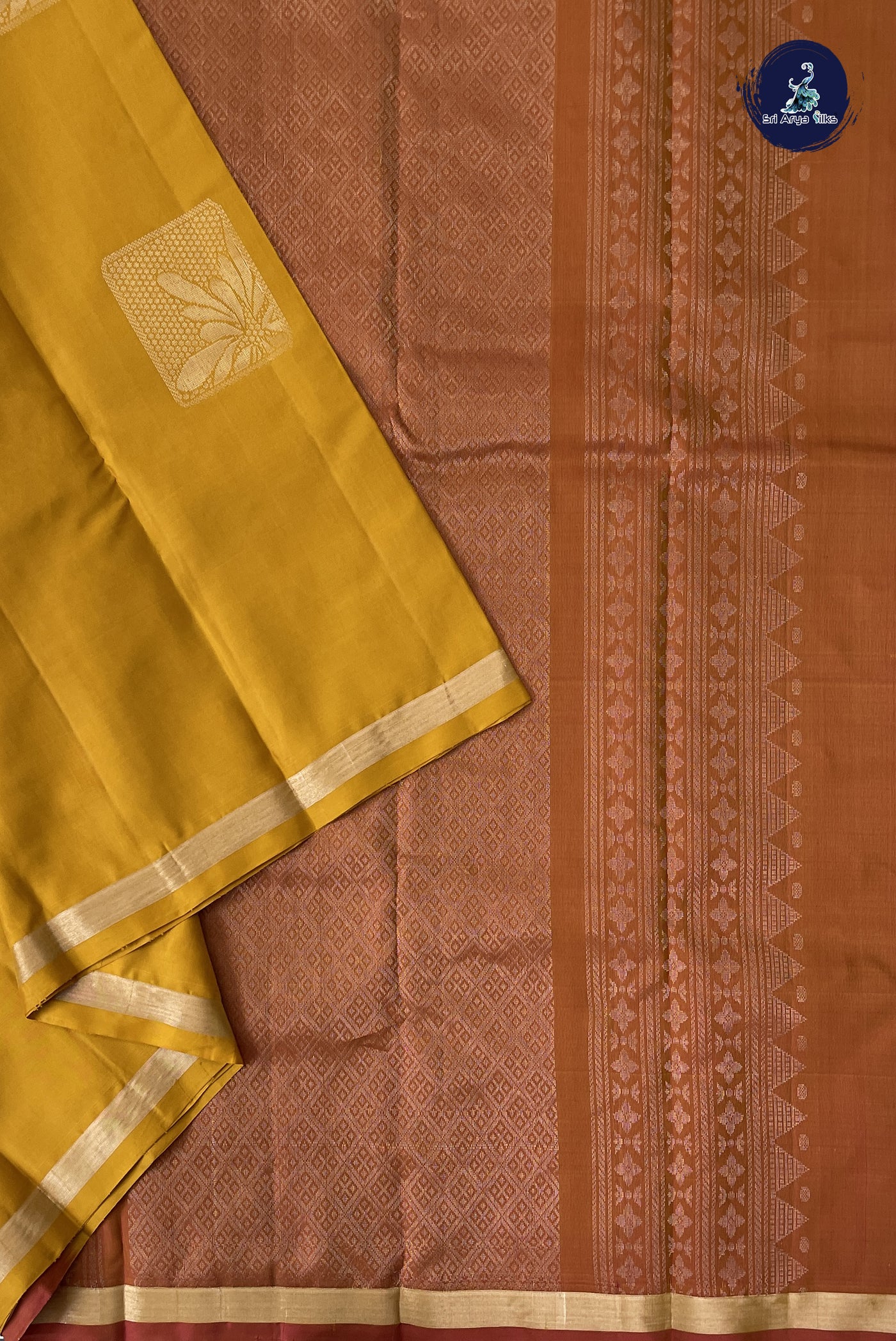 Mustard Yellow Half Pure Silk Saree With Zari Buttas Pattern
