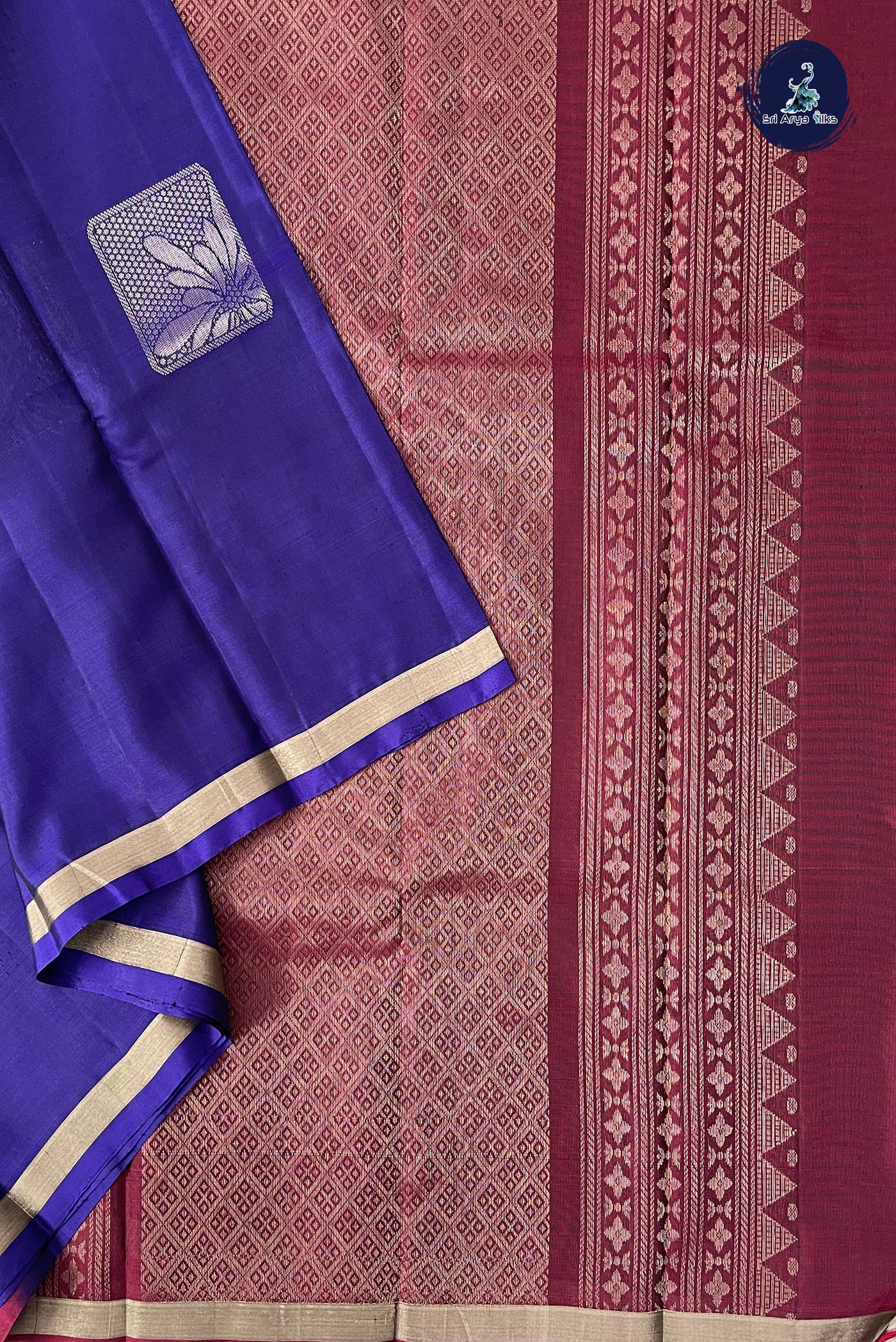 Dark Blue Half Pure Silk Saree With Zari Buttas Pattern