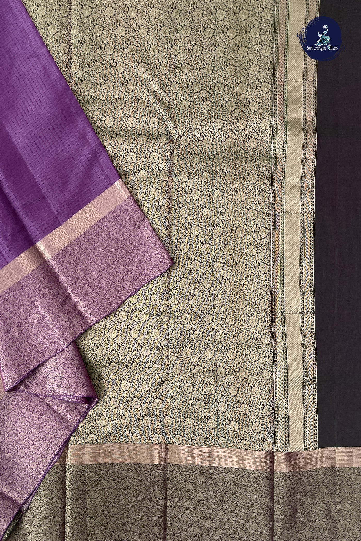 Lavender Half Pure Silk Saree With Embossed Pattern