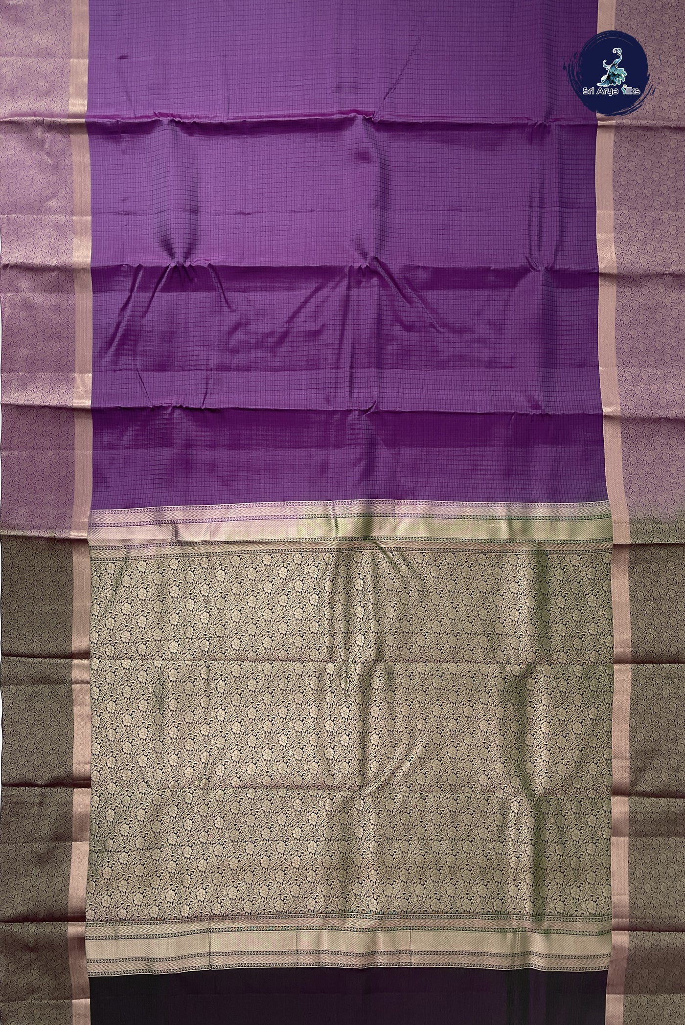 Lavender Half Pure Silk Saree With Embossed Pattern