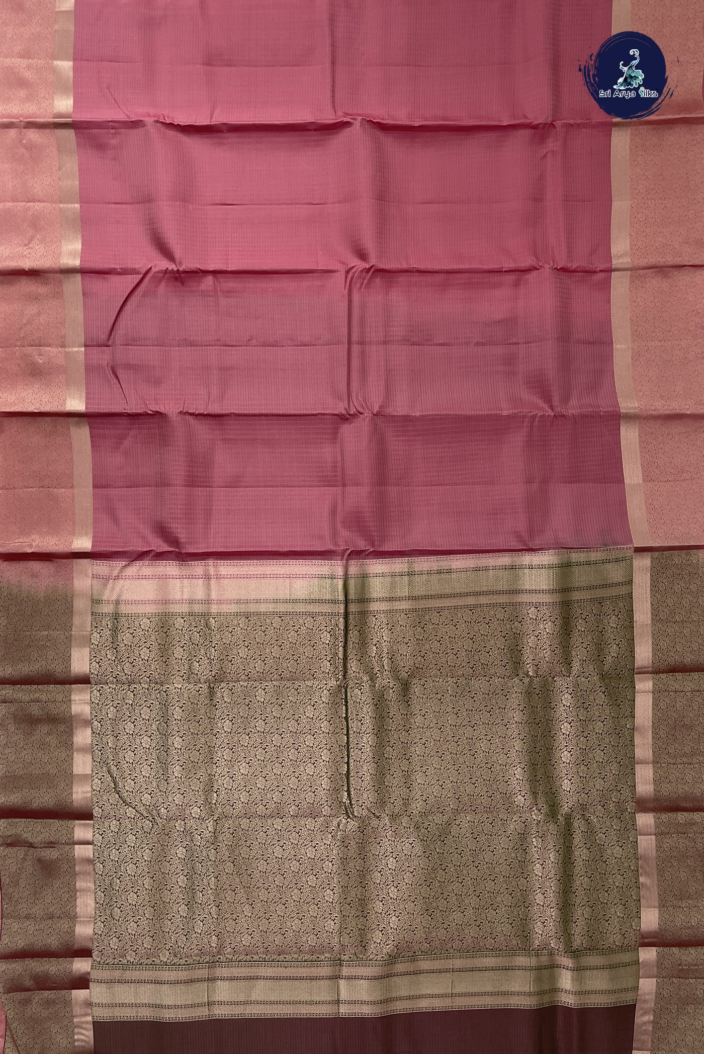 Light Pink Half Pure Silk Saree With Embossed Pattern