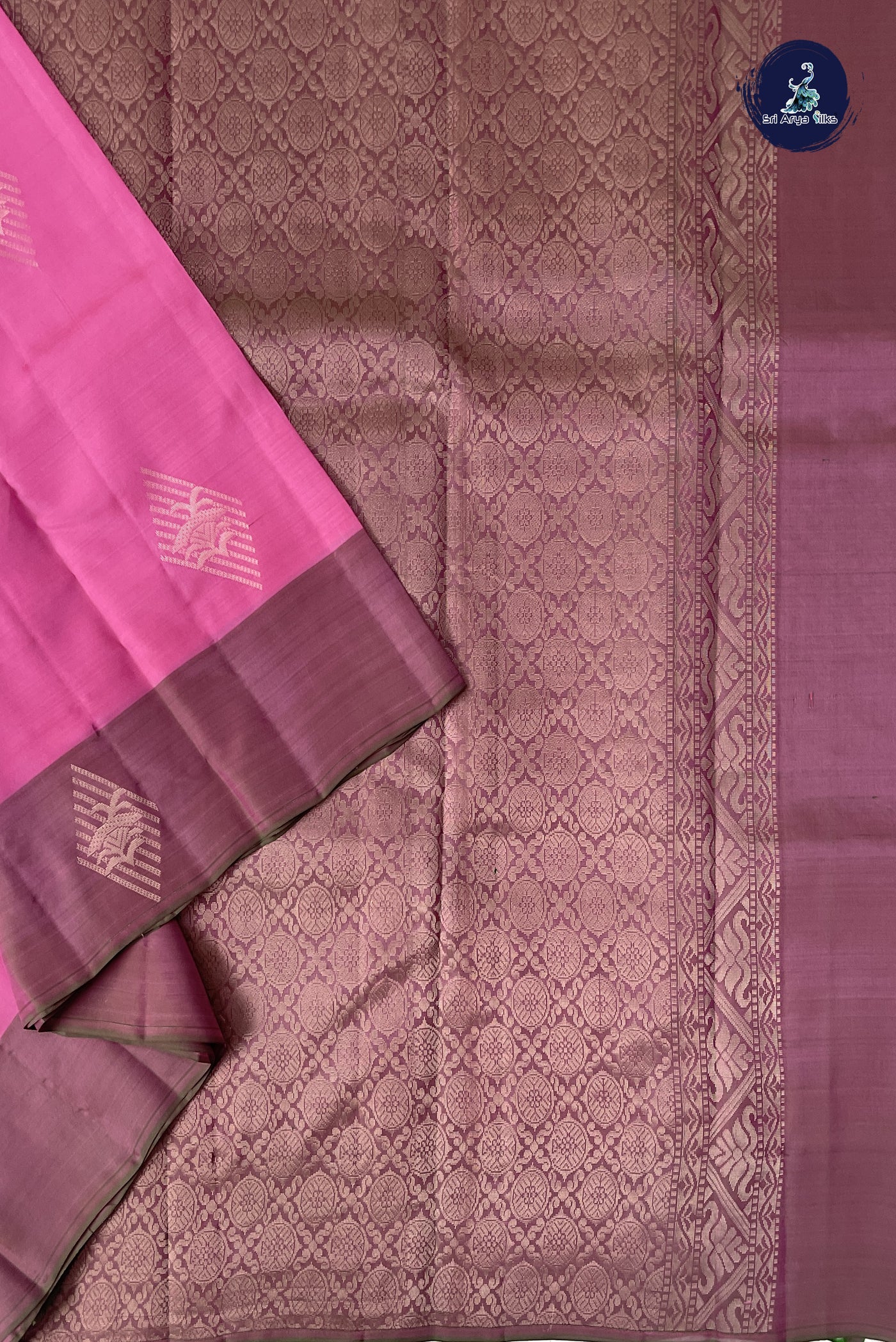 Pink Half Pure Silk Saree With Zari Buttas Pattern