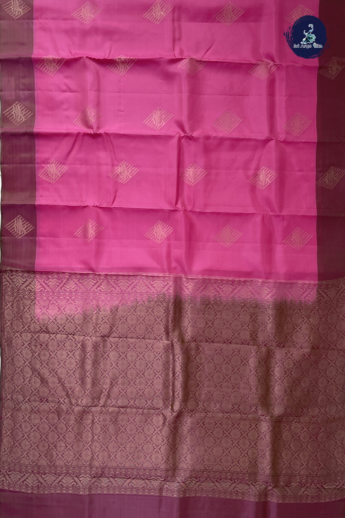 Pink Half Pure Silk Saree With Zari Buttas Pattern