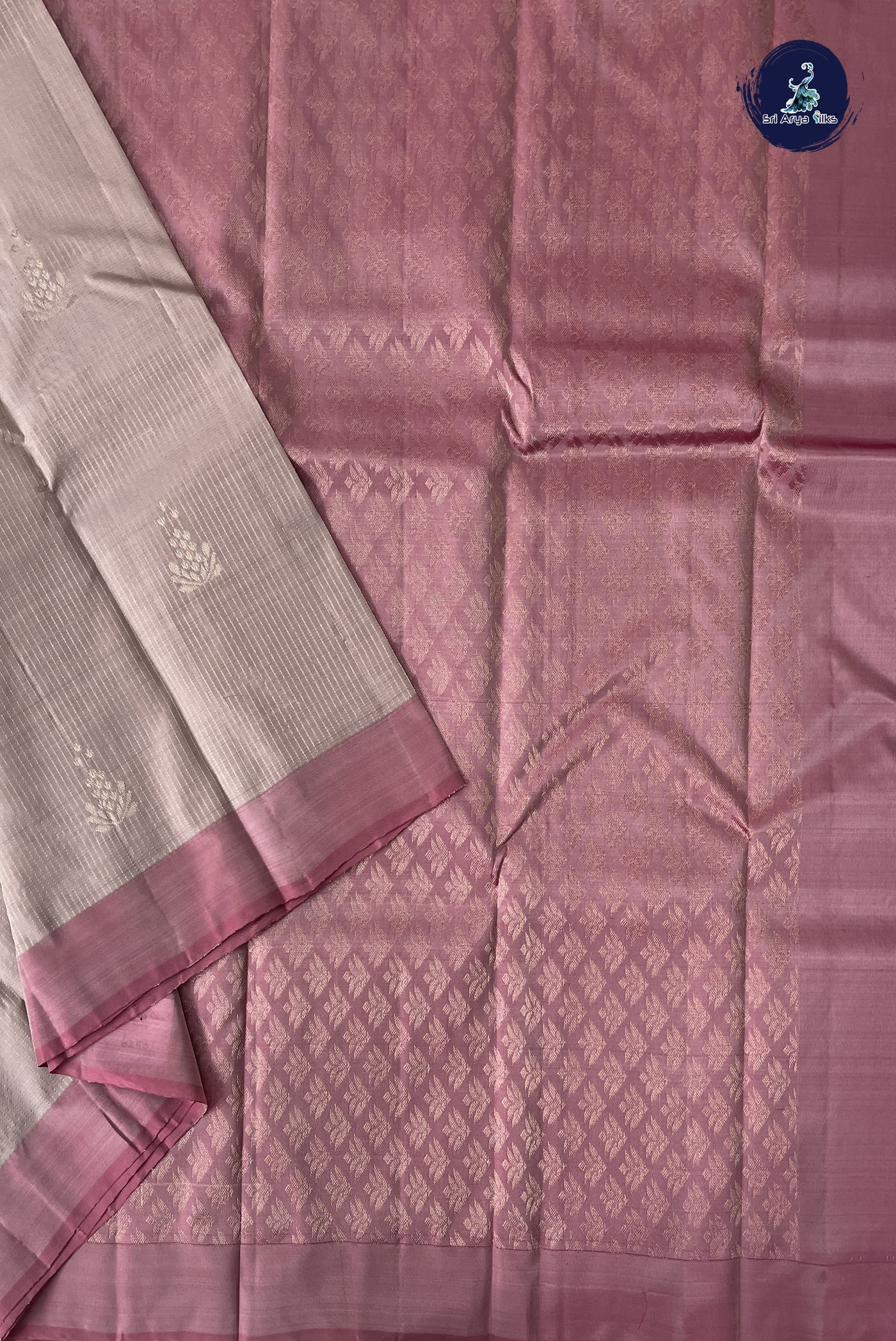Pastel Shade Half Pure Silk Saree With Stripes Pattern