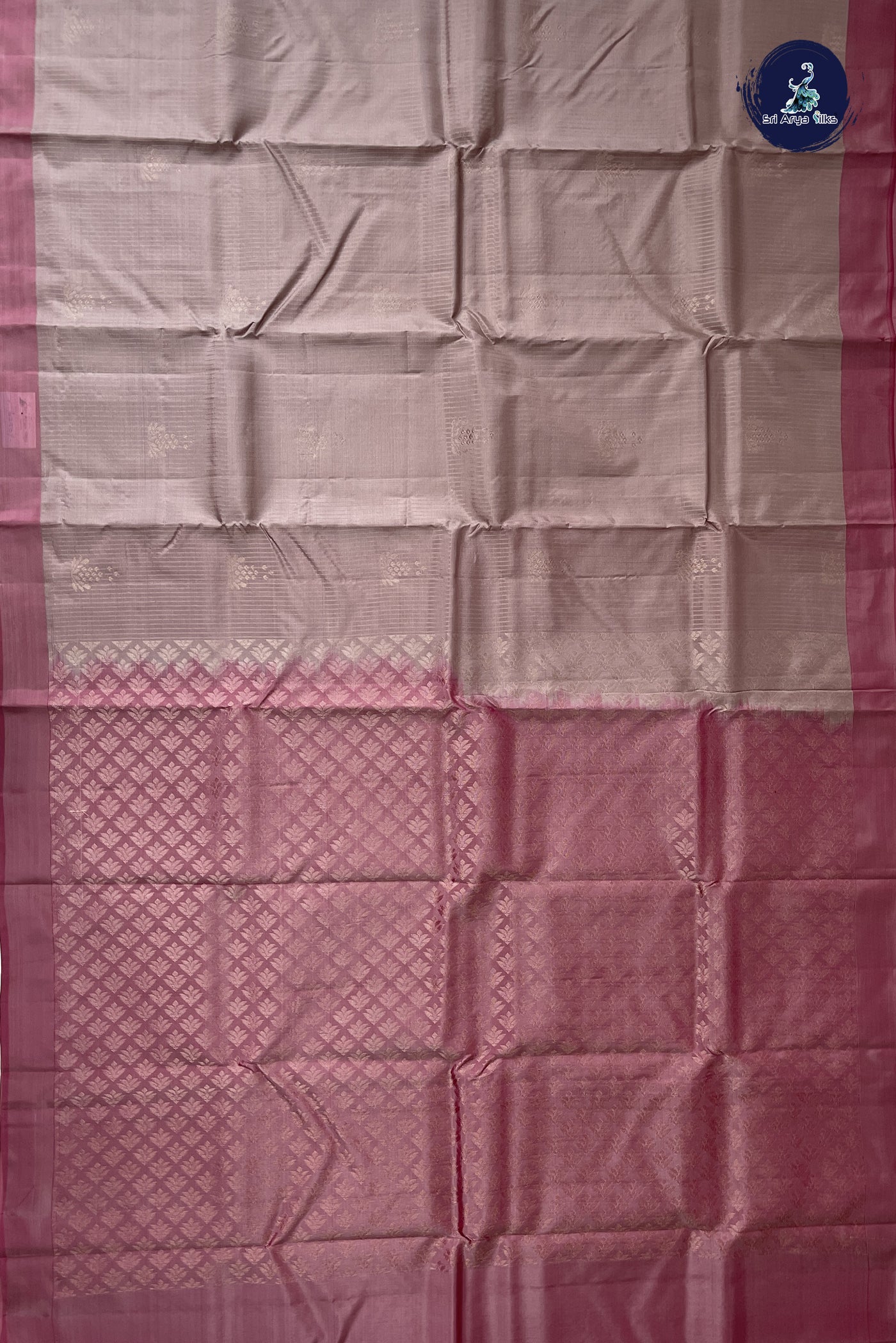 Pastel Shade Half Pure Silk Saree With Stripes Pattern