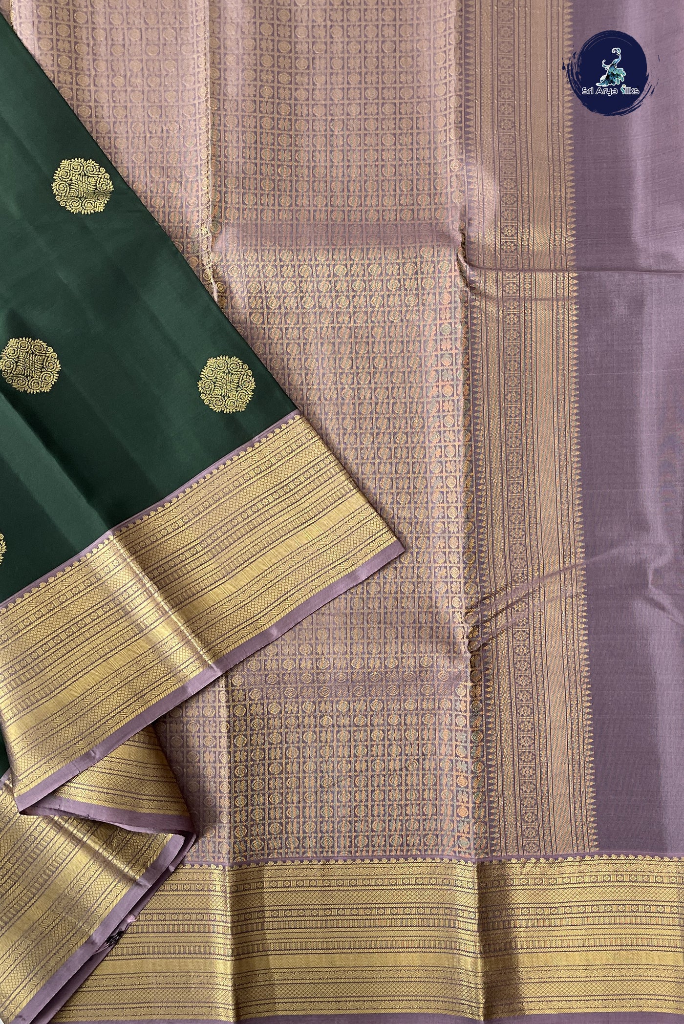 Greenish Grey Half Pure Silk Saree With Embossed Pattern