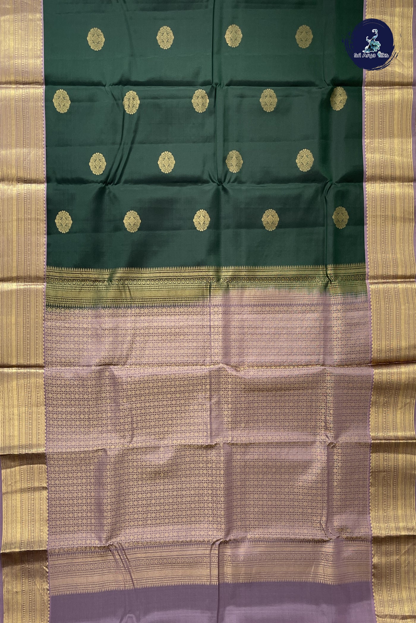 Greenish Grey Half Pure Silk Saree With Embossed Pattern