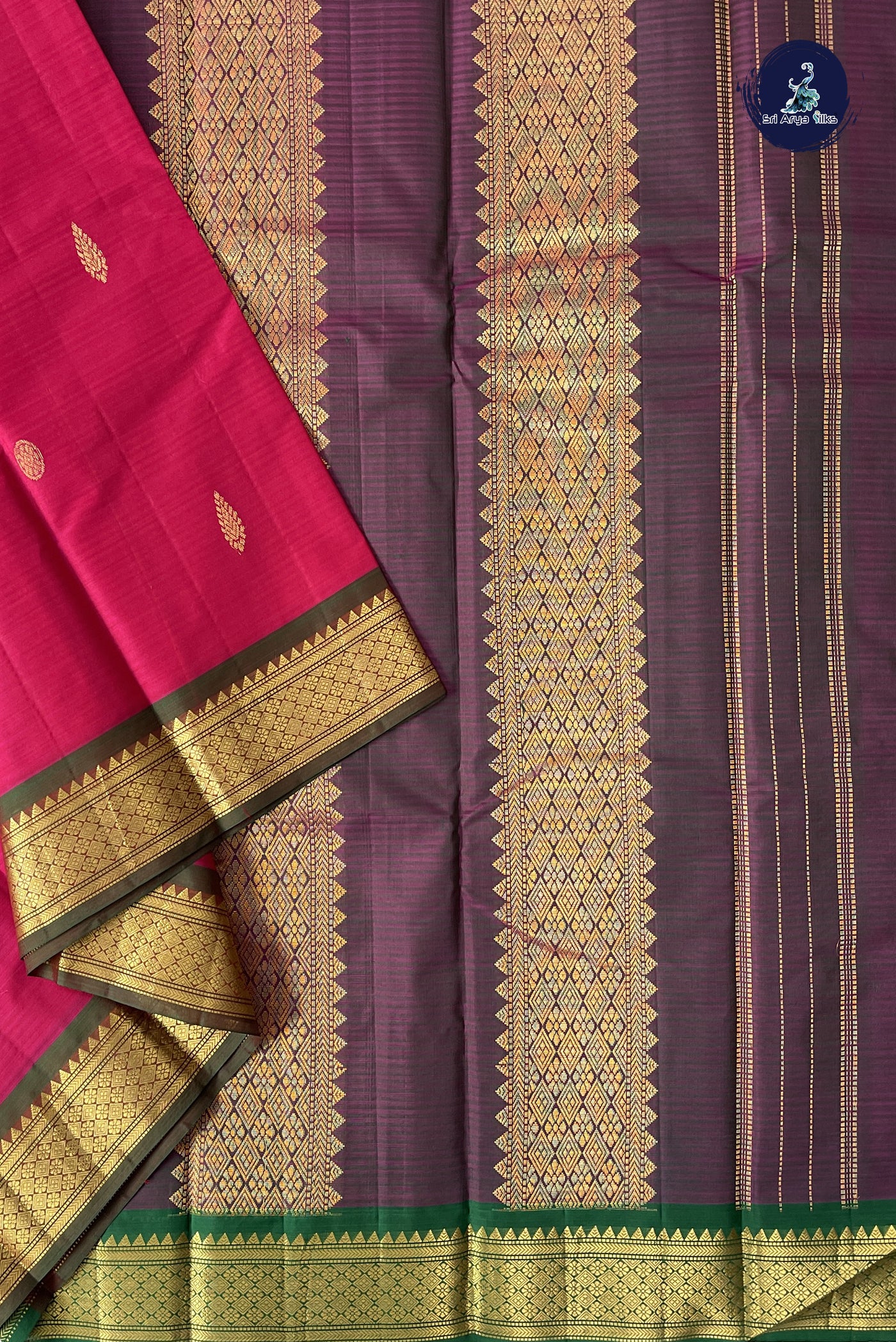 Dark Pink Light Weight Silk Saree With Zari Buttas Pattern