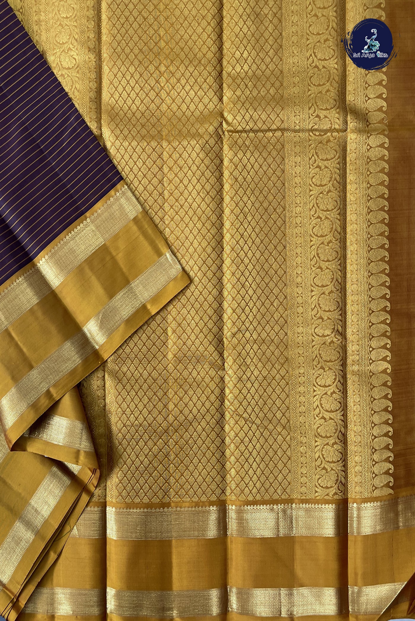 Brown Light Weight Silk Saree With Stripes Pattern