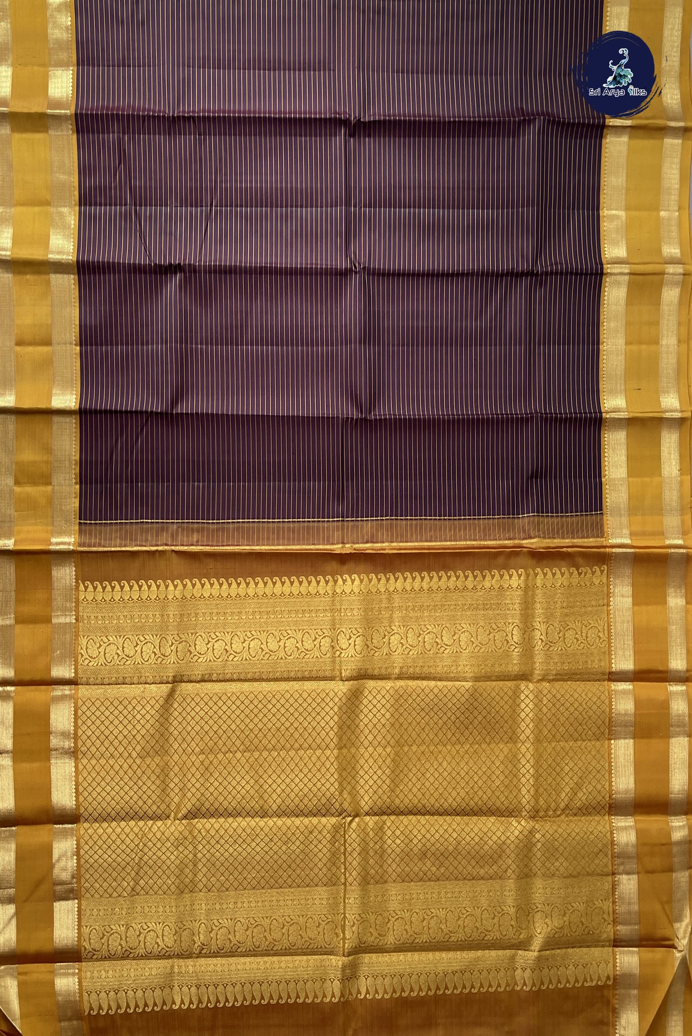Brown Light Weight Silk Saree With Stripes Pattern