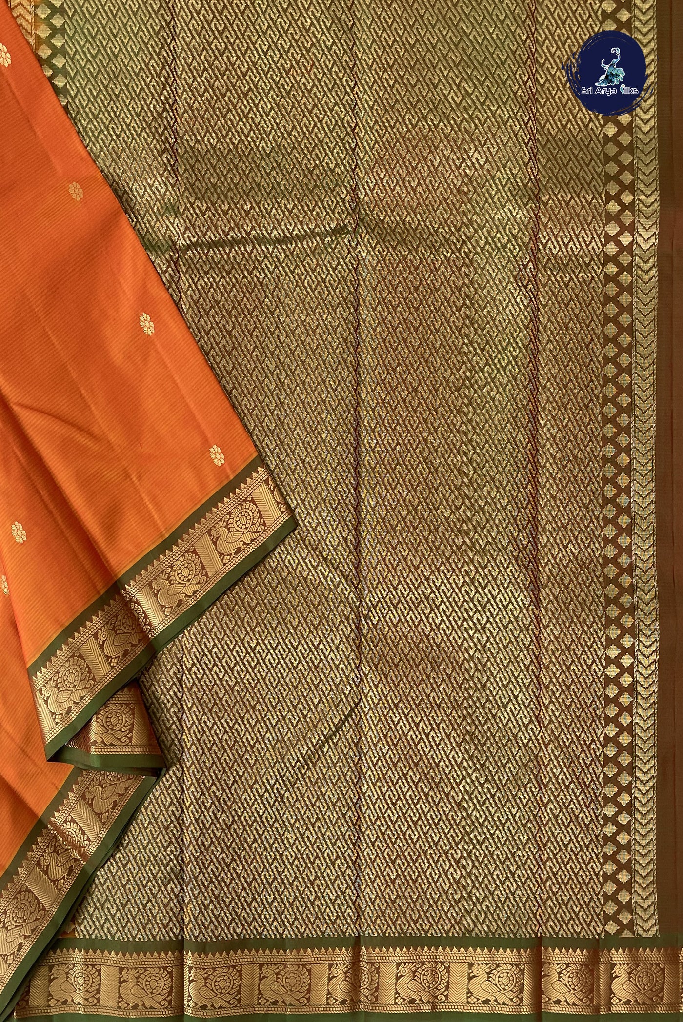 Lite Mustard Orange Light Weight Silk Saree With Zari Buttas Pattern
