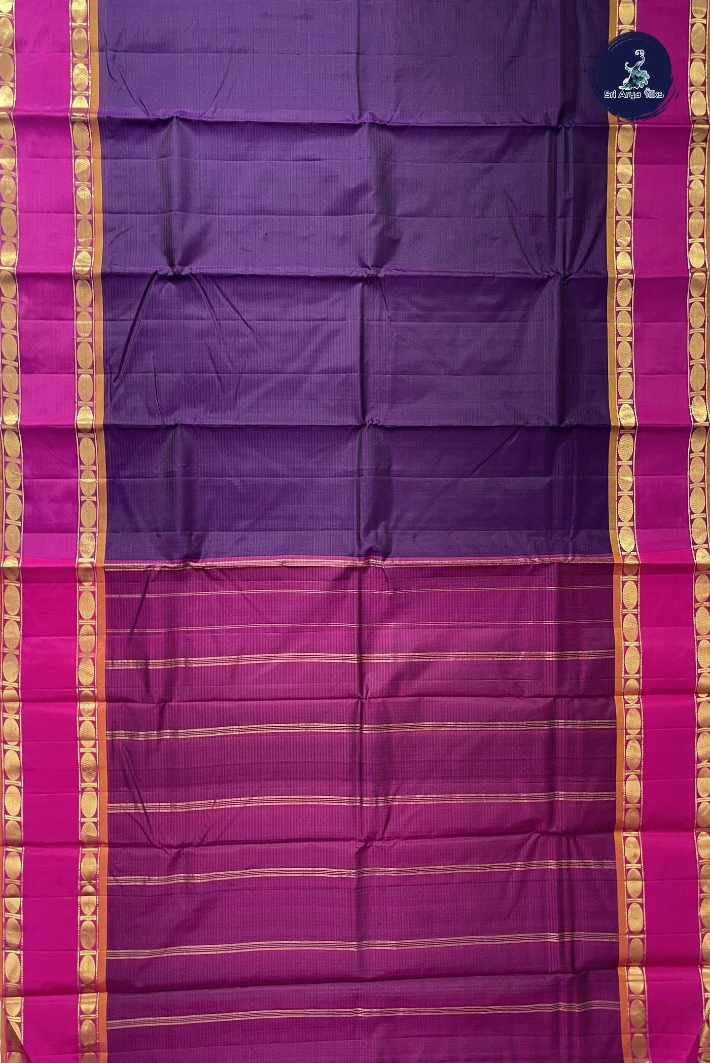 Dark Brinjal Light Weight Silk Saree With Doria Lines Pattern