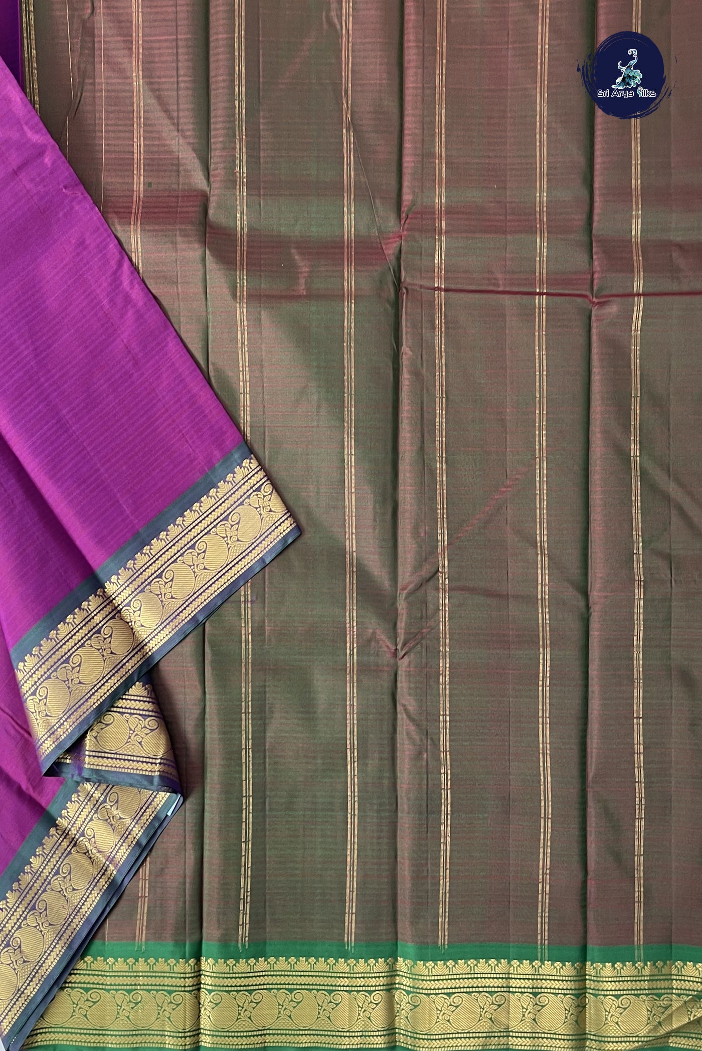 Dual Tone Purple Light Weight Silk Saree With Doria Lines Pattern