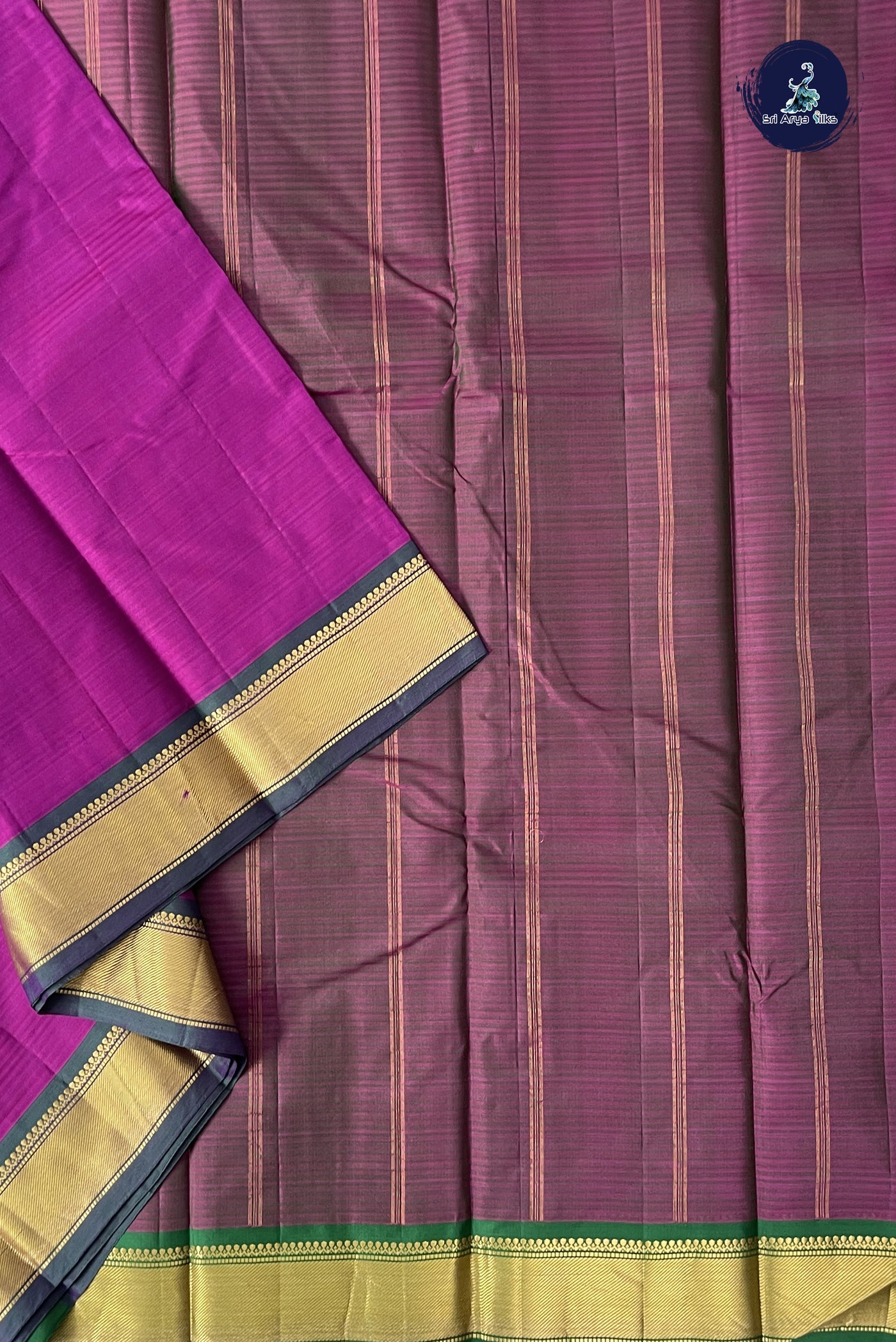 Purple Light Weight Silk Saree With Doria Lines Pattern