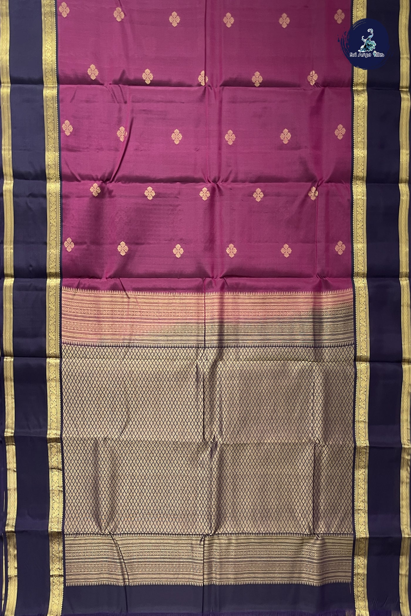 Pinkish Maroon Traditional Silk Saree With Zari Buttas Pattern