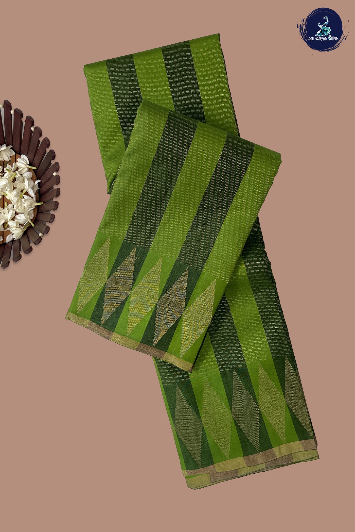 Green Bridal Silk Saree With Jacquard Pattern