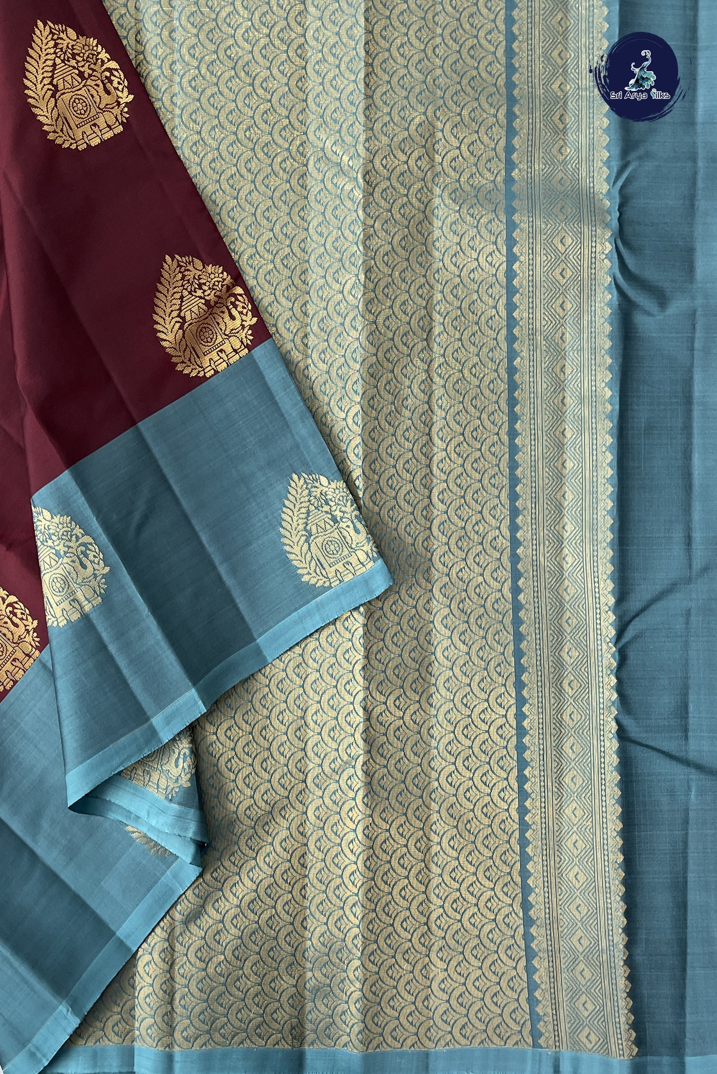 Brown Half Pure Silk Saree With Zari Buttas Pattern