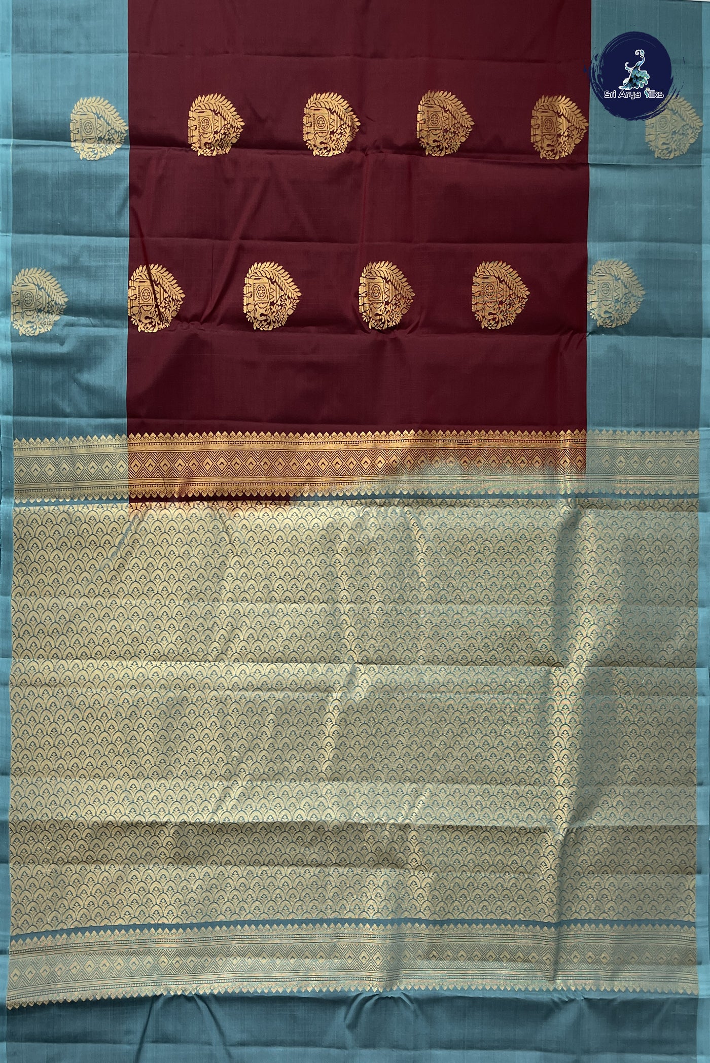 Brown Half Pure Silk Saree With Zari Buttas Pattern