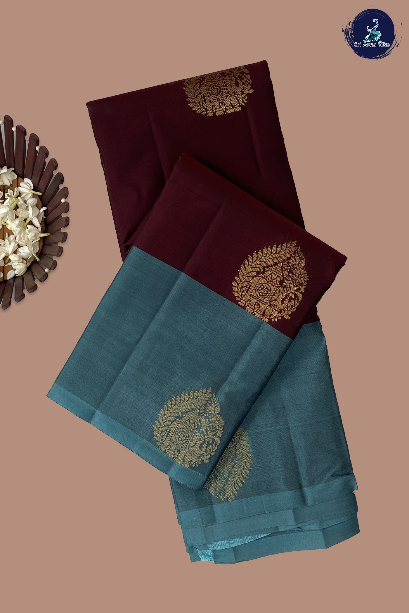Brown Half Pure Silk Saree With Zari Buttas Pattern