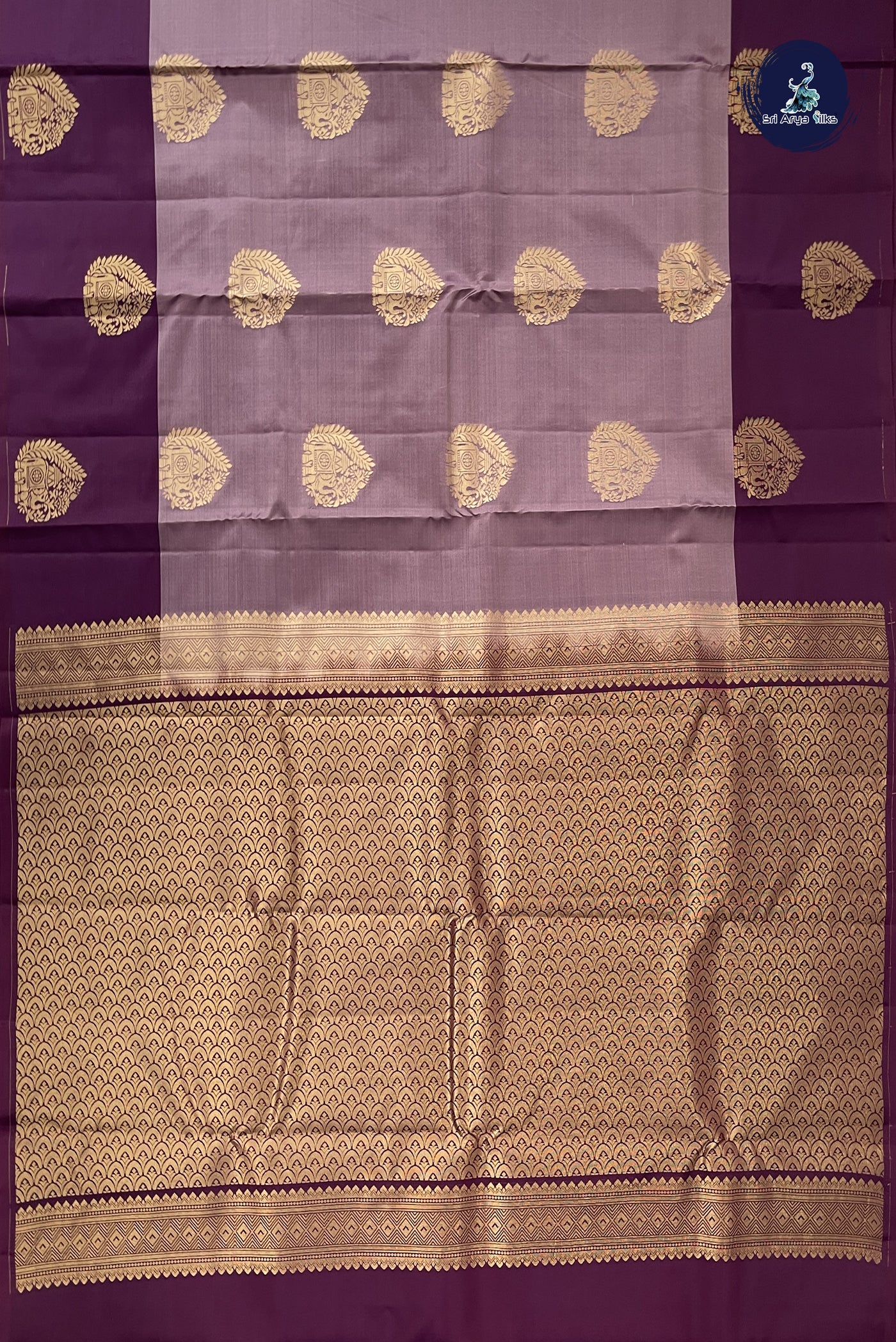 Burgundy Half Pure Silk Saree With Zari Buttas Pattern