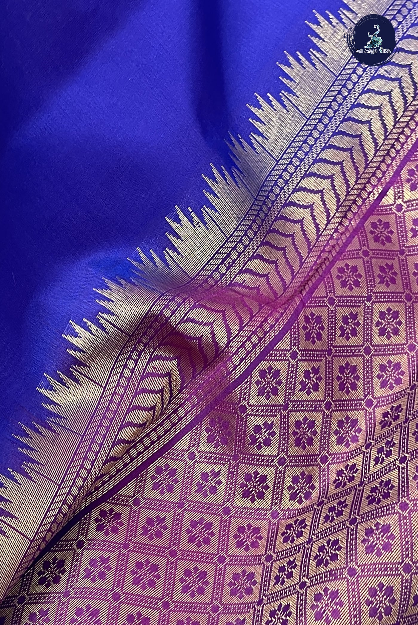 Royal Blue Half Pure Silk Saree With Zari Buttas Pattern
