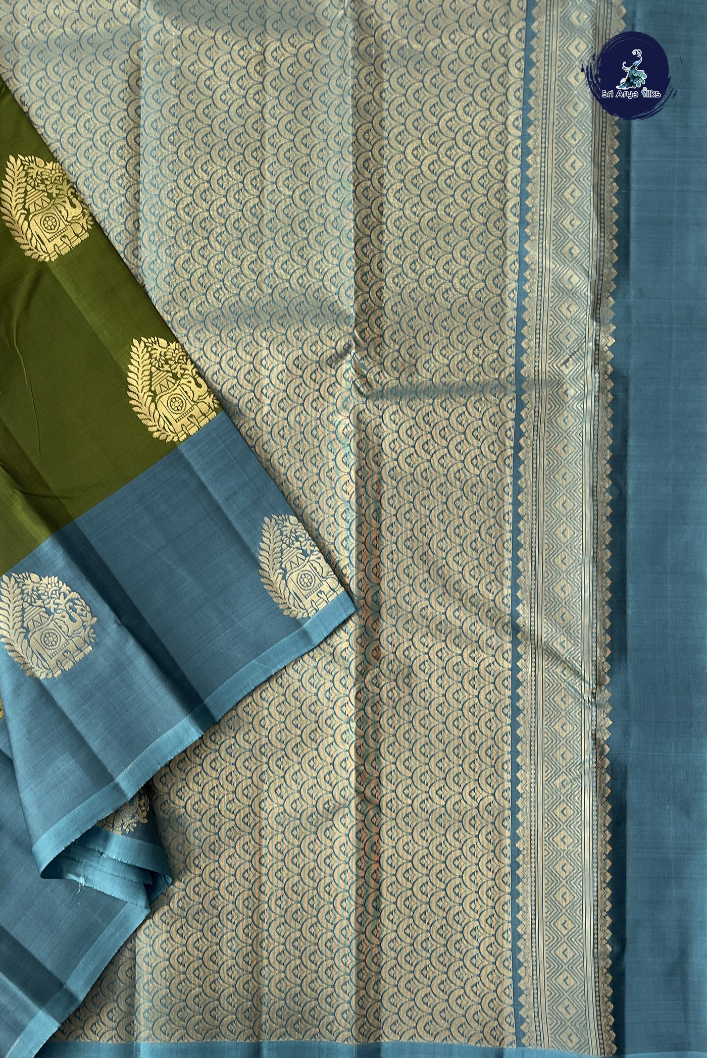 Green Half Pure Silk Saree With Zari Buttas Pattern